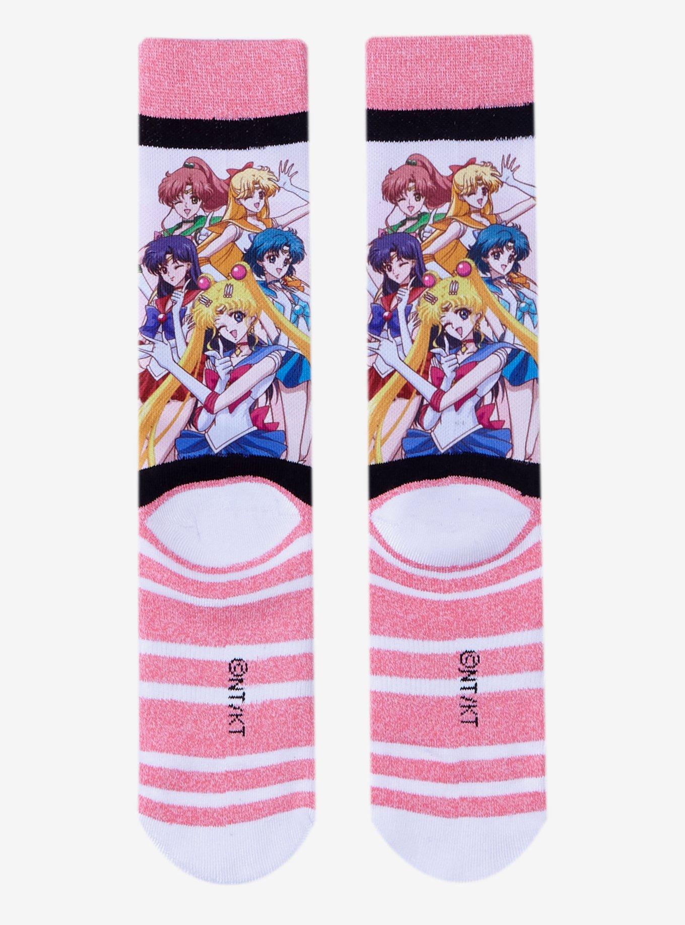 Sailor Moon Crystal Group Stripe Crew Socks, , alternate
