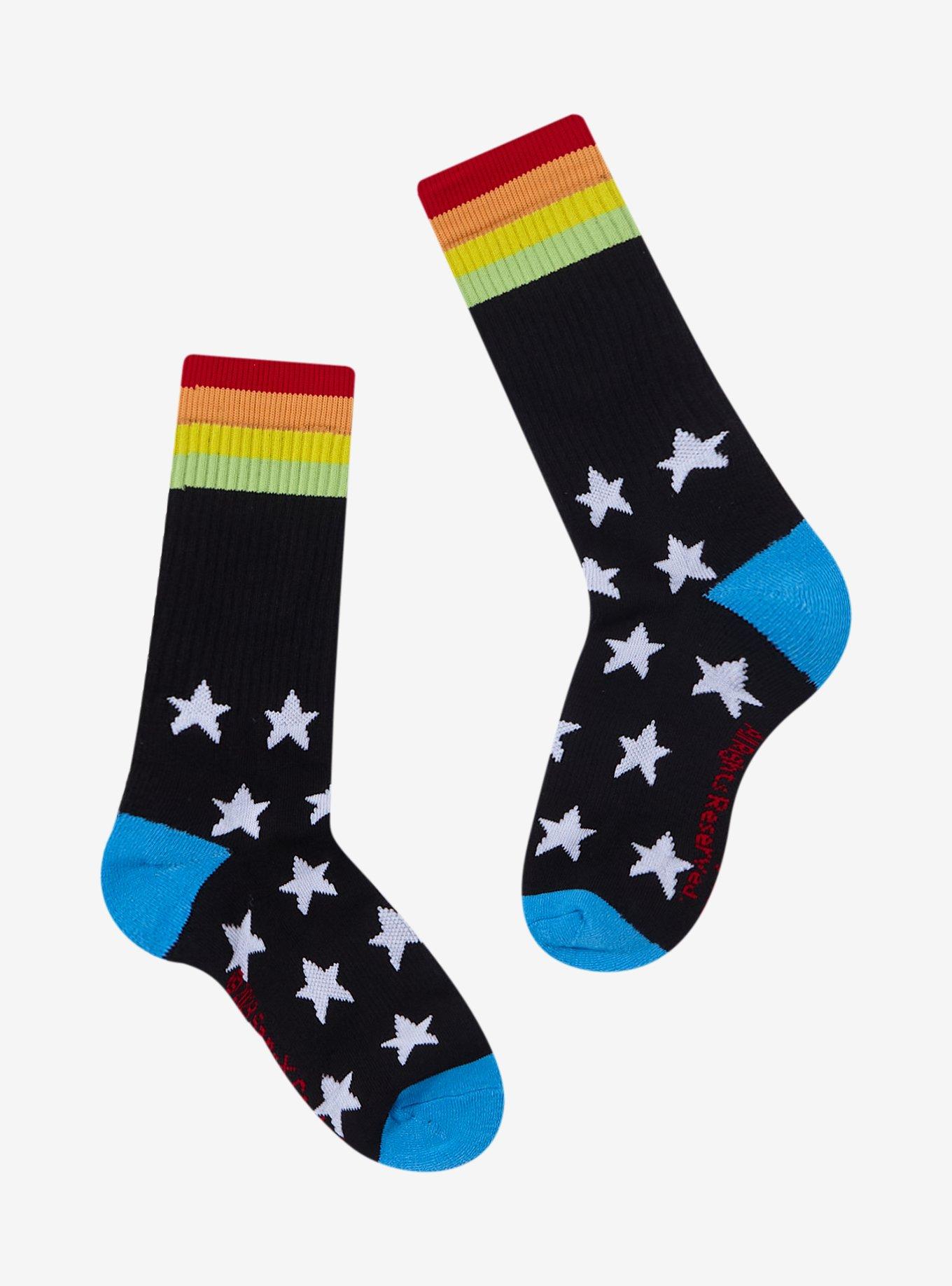 Afro Ken Rainbow Stars Crew Socks, , hi-res