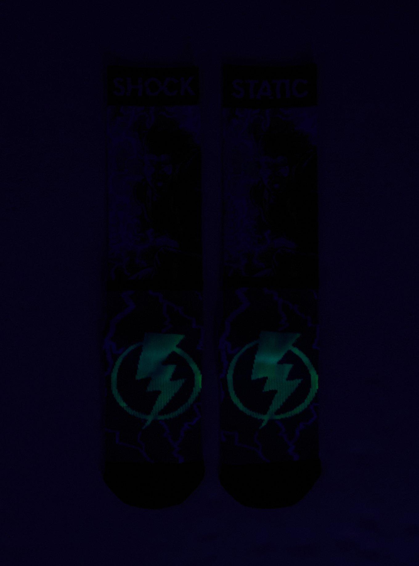 DC Comics Static Shock Glow-In-The-Dark Crew Socks, , alternate