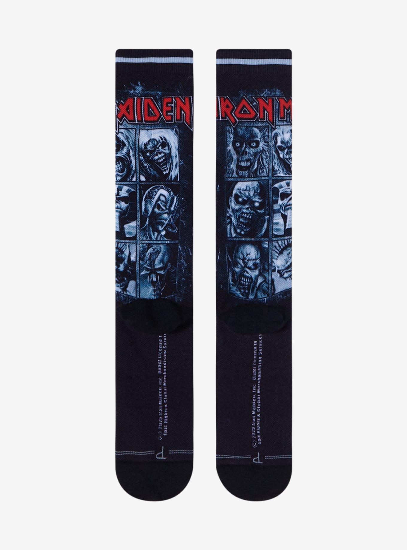 Perri's Iron Maiden Eddie Grid Crew Socks, , alternate