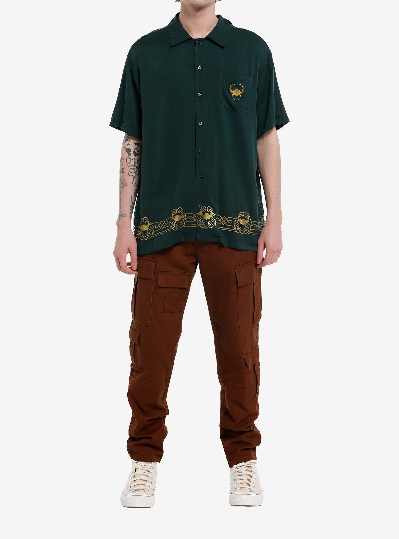 Our Universe Marvel Loki Helmet Woven Button-Up Our Universe Exclusive, MULTI, alternate