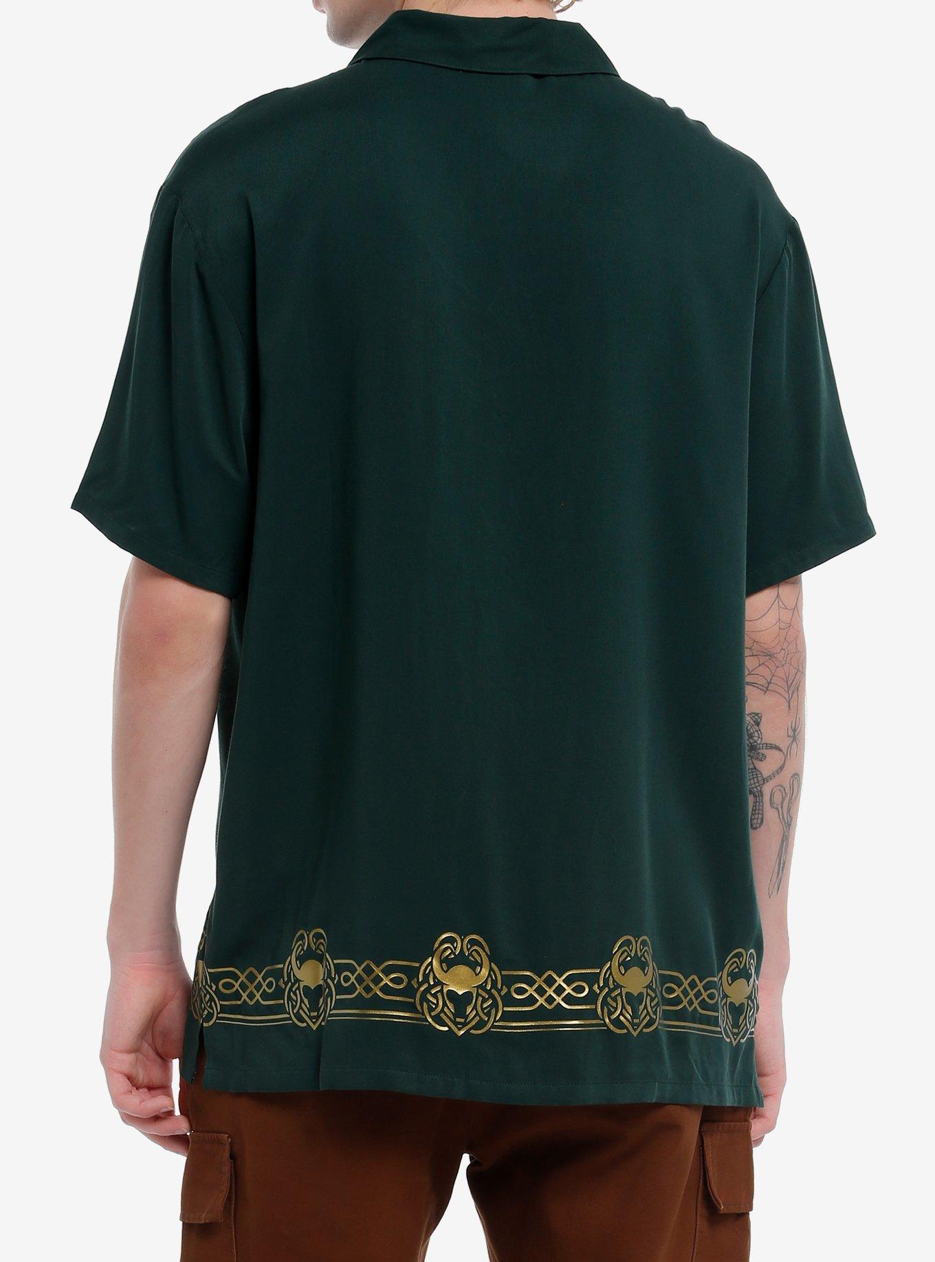 Our Universe Marvel Loki Helmet Woven Button-Up Our Universe Exclusive, MULTI, alternate