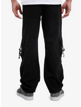 Black Zipper Cargo Strappy Pants, , hi-res