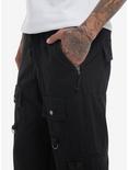 Black Zipper Cargo Strappy Pants, BLACK, alternate