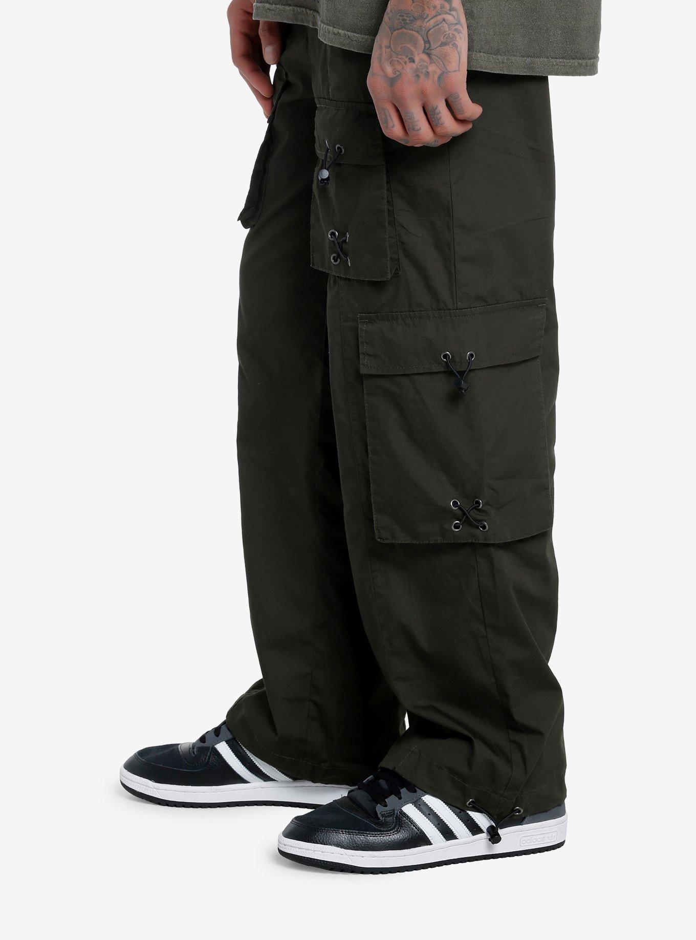 Olive Bungee Cord Cargo Pants, GREY, alternate