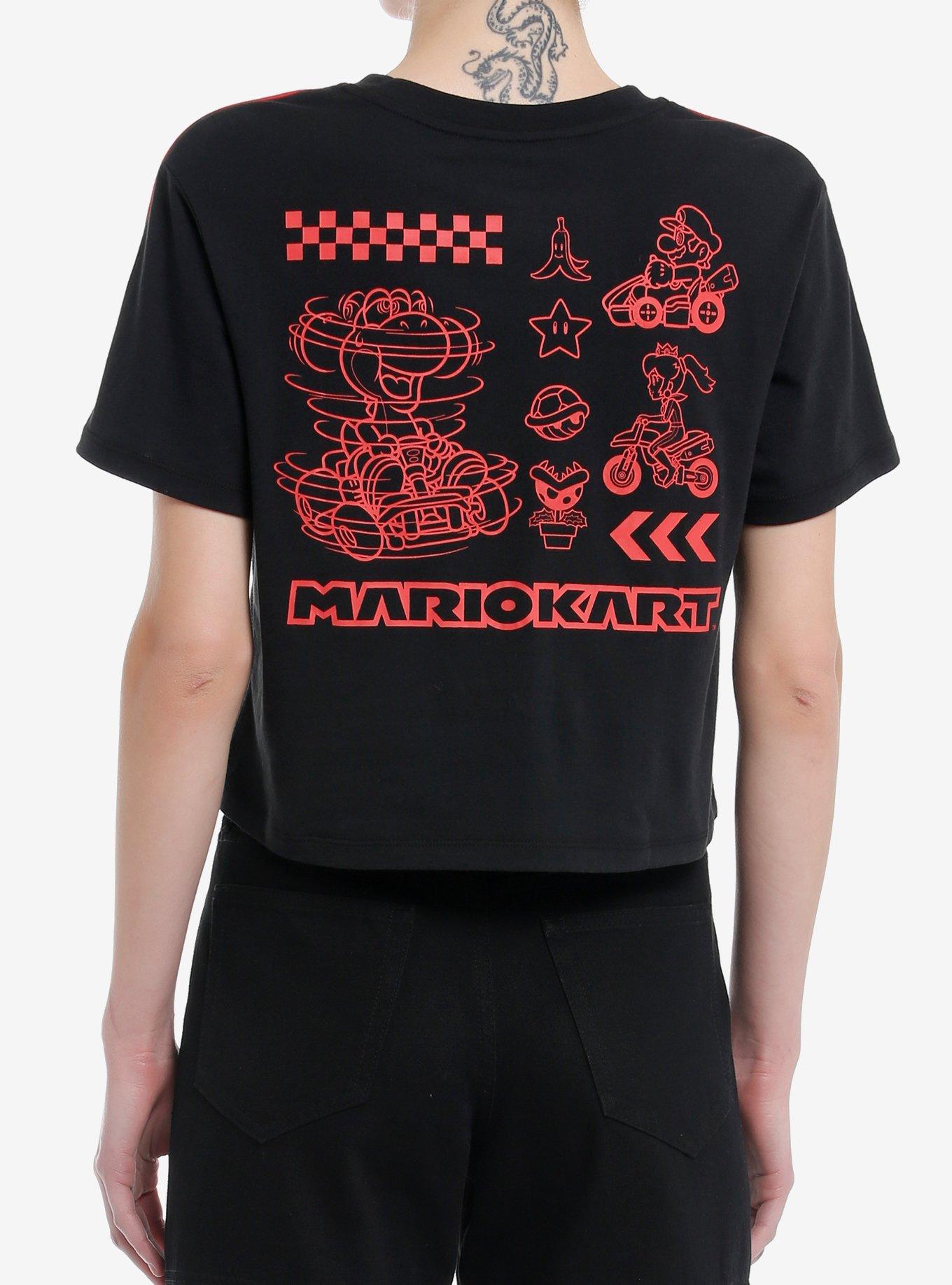 Mario Kart Red Stripe Girls Crop T-Shirt, RED, alternate