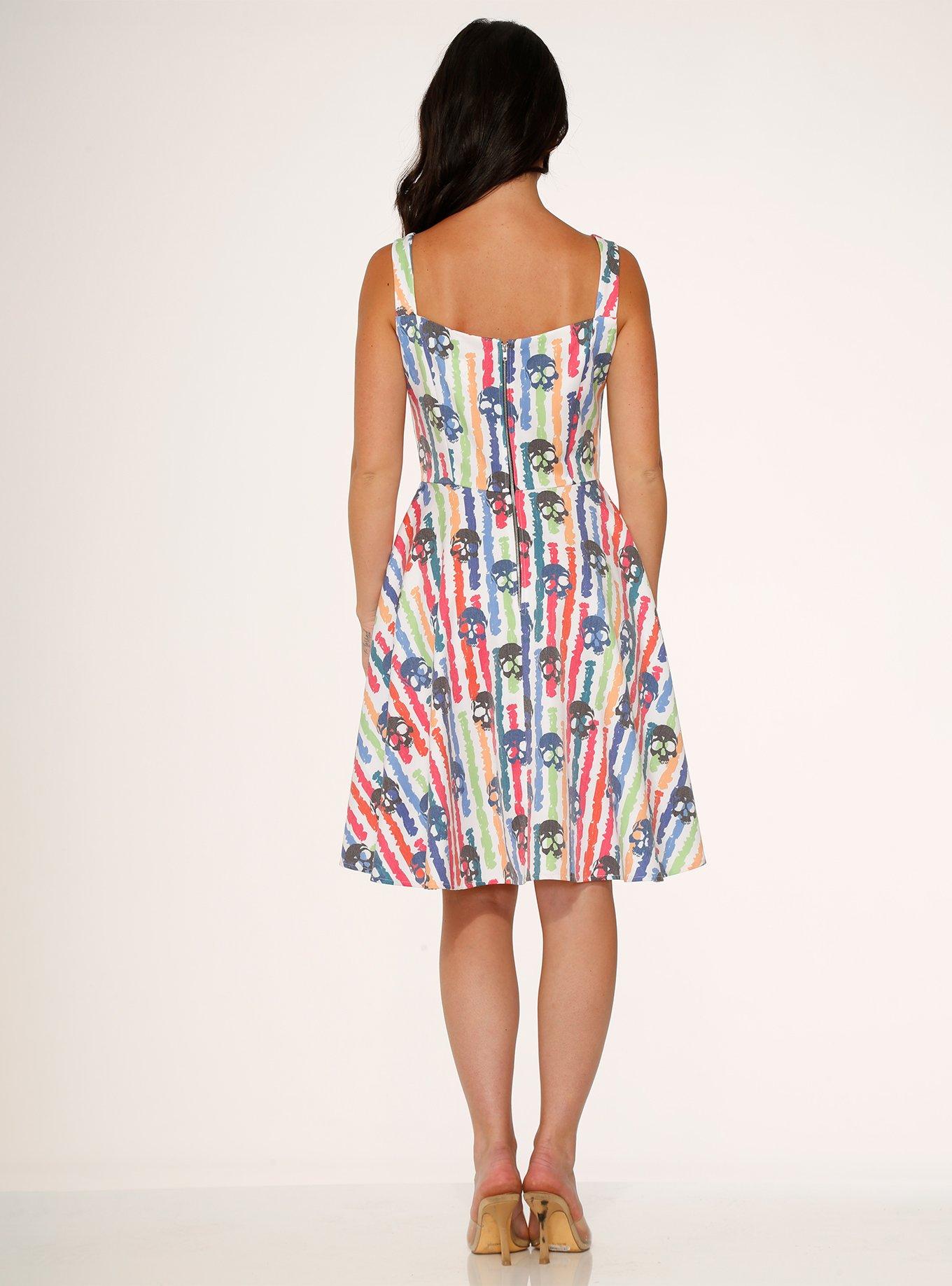 White Rainbow Skulls Dress, RAINBOW SKULL, alternate