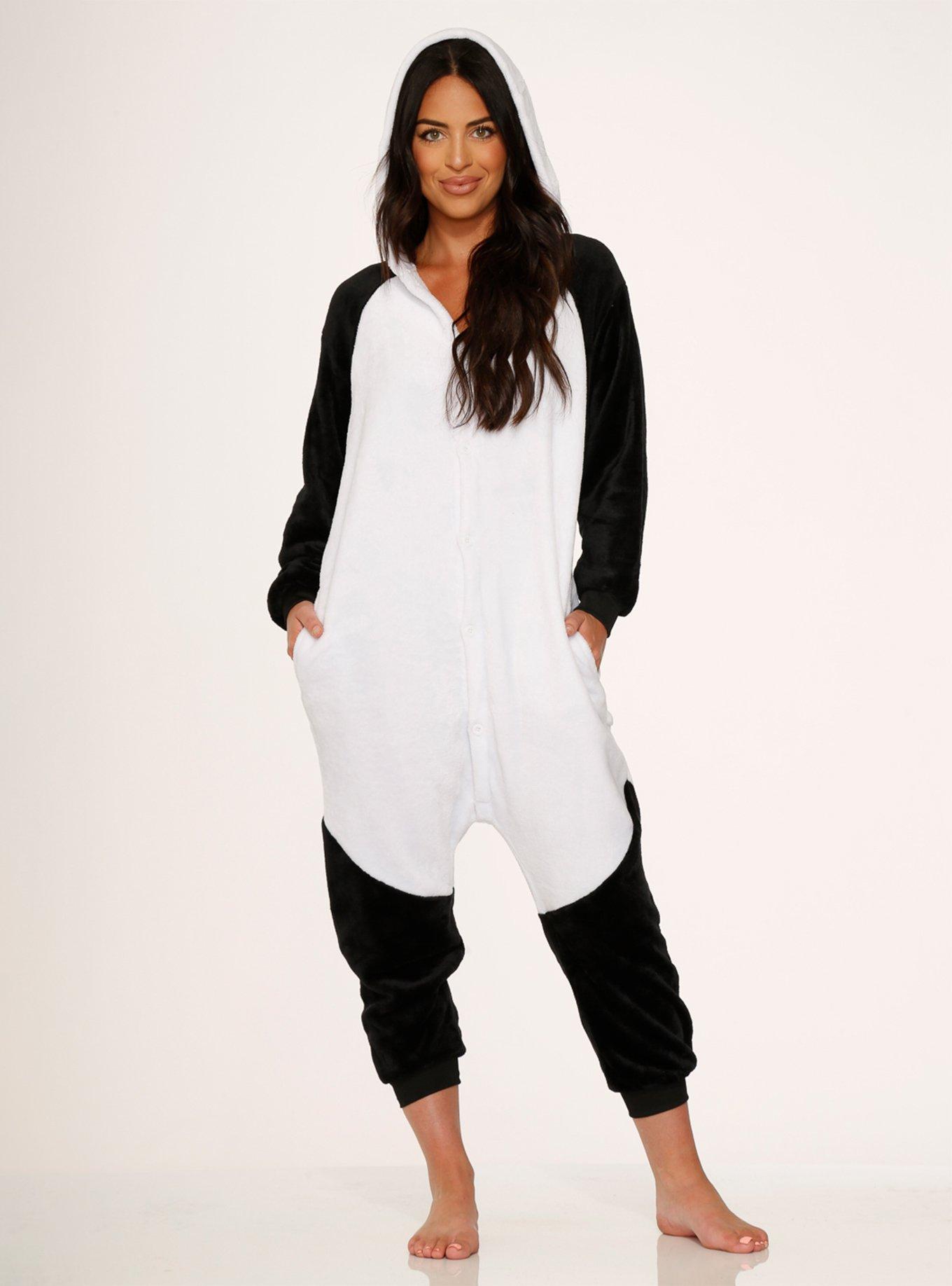 Panda Onesie, BLACK  WHITE, alternate