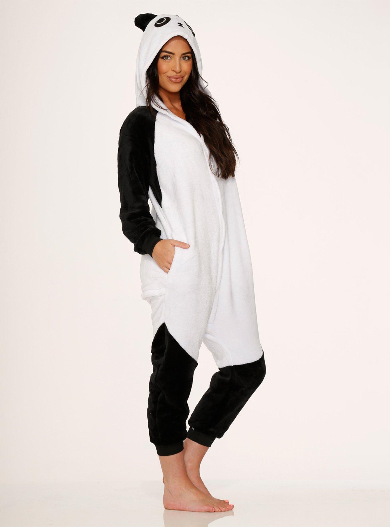 Panda Onesie, BLACK  WHITE, alternate