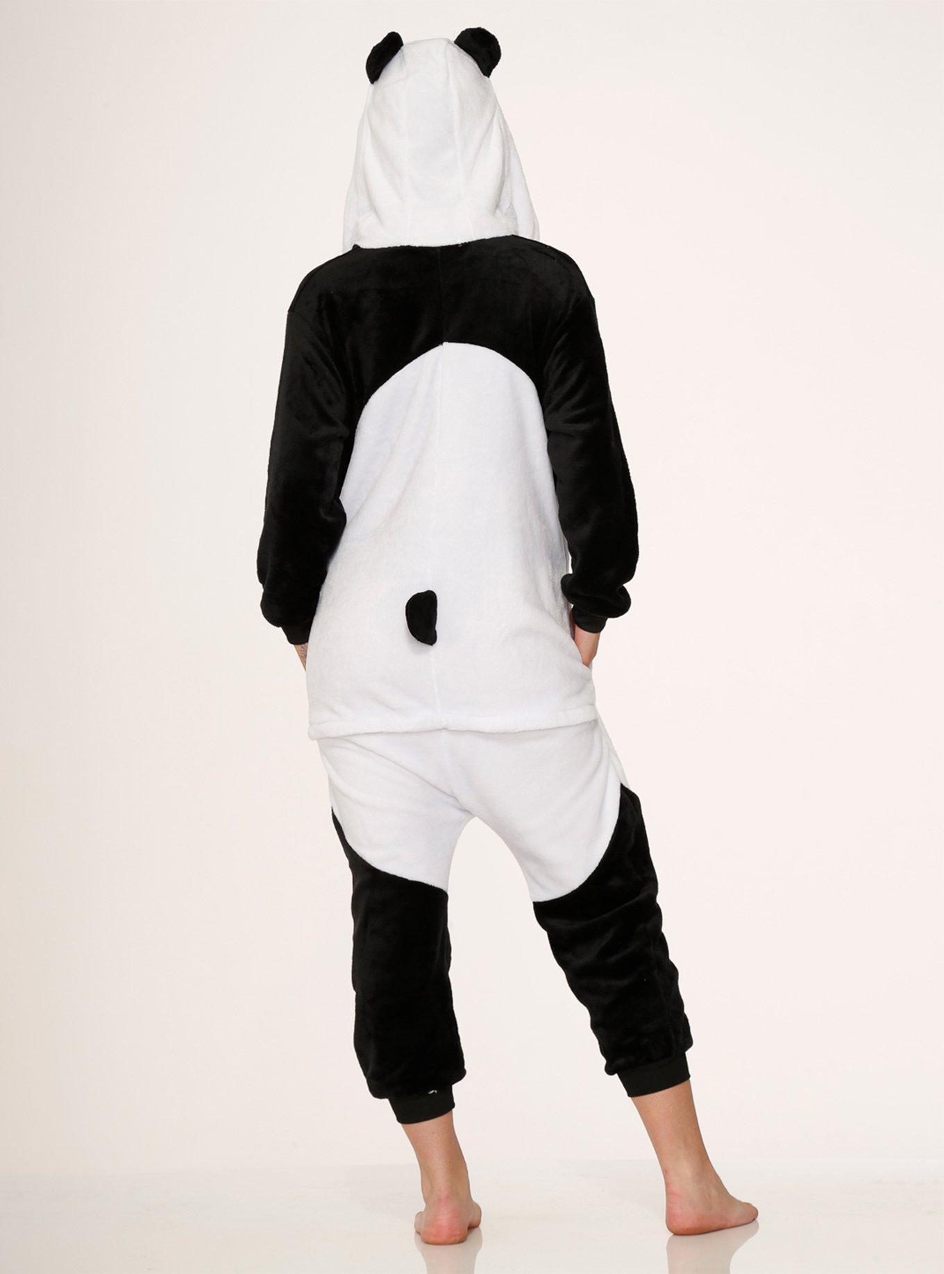 Panda Onesie, BLACK  WHITE, alternate