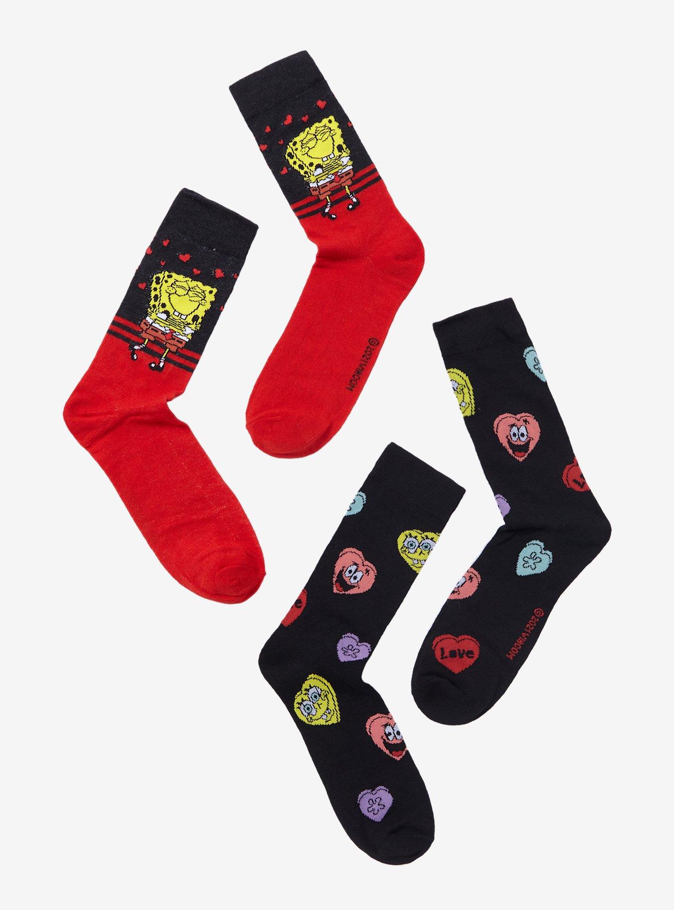 SpongeBob SquarePants Valentine's Day Hearts Crew Socks 2 Pair, , alternate