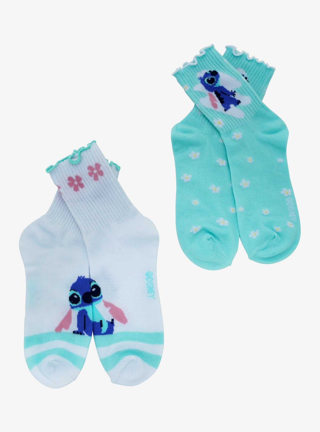 Disney Lilo & Stitch Flowers Crew Socks 2 Pair, , hi-res