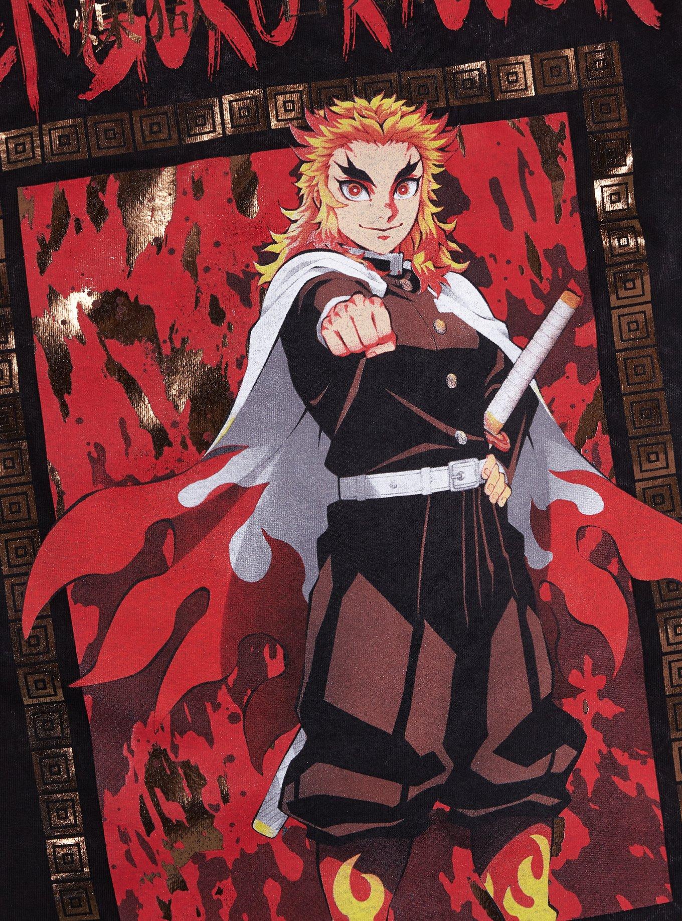 Demon Slayer: Kimetsu No Yaiba Rengoku Frame Splatter T-Shirt, BLACK, alternate