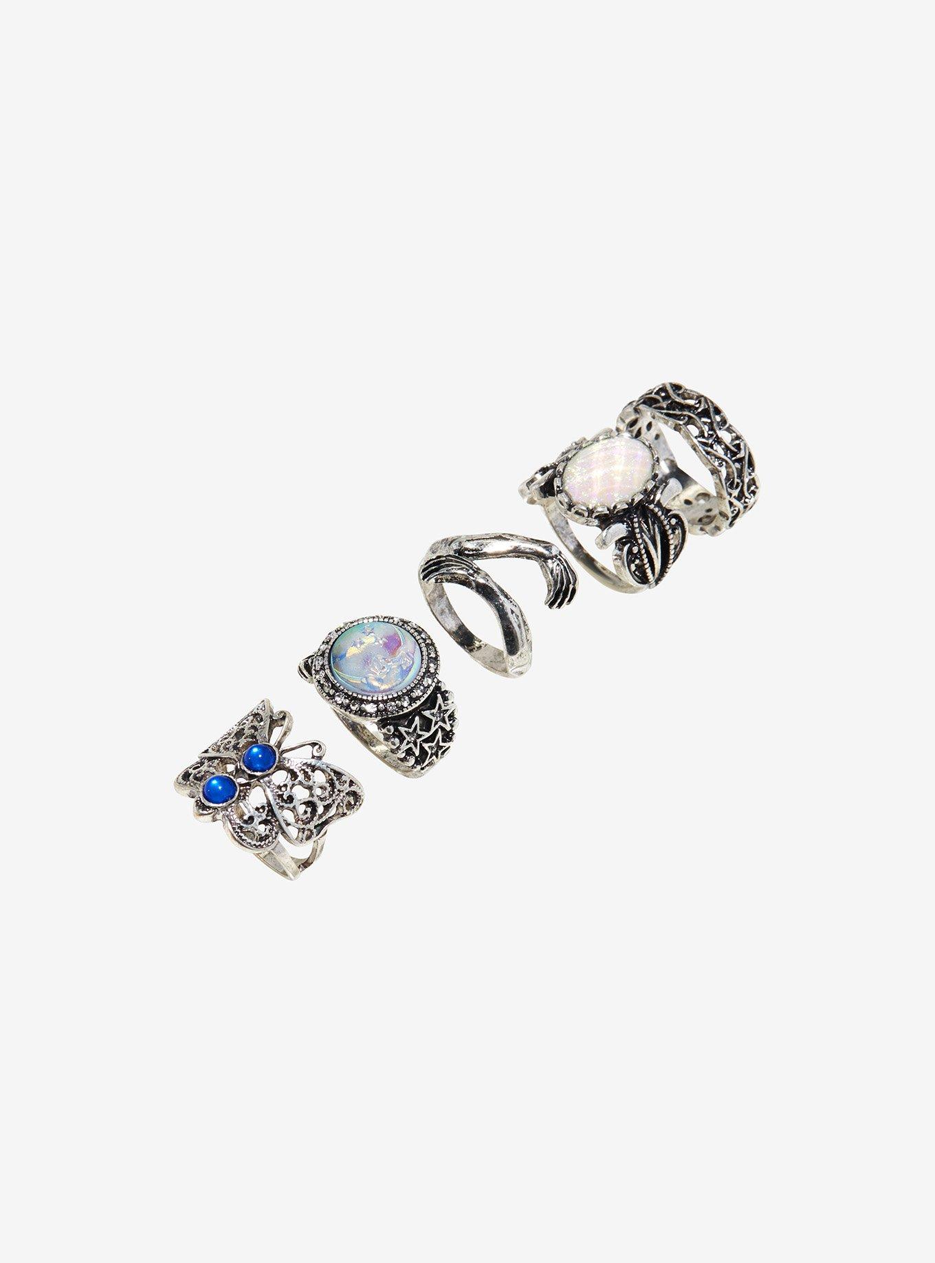 Thorn & Fable Butterfly Crystal Ring Set