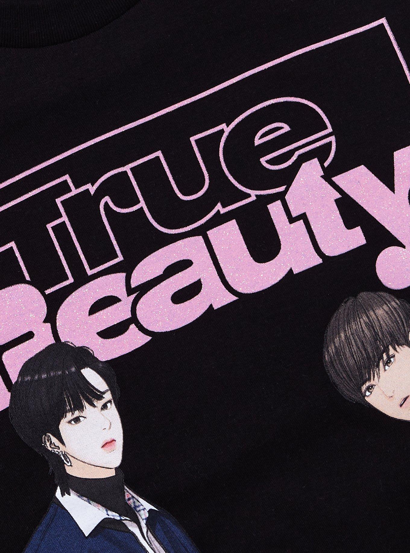 True Beauty Trio Glitter Boyfriend Fit Girls T-Shirt, MULTI, alternate