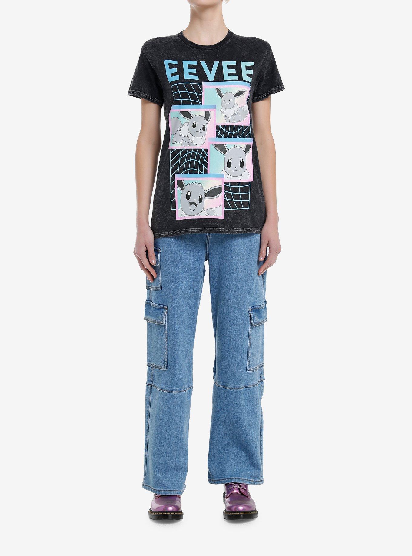 Pokemon Eevee Pastel Grid Wash Boyfriend Fit Girls T-Shirt, MULTI, alternate