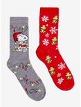 Peanuts Snoopy & Woodstock Holiday Crew Socks 2 Pair, , alternate