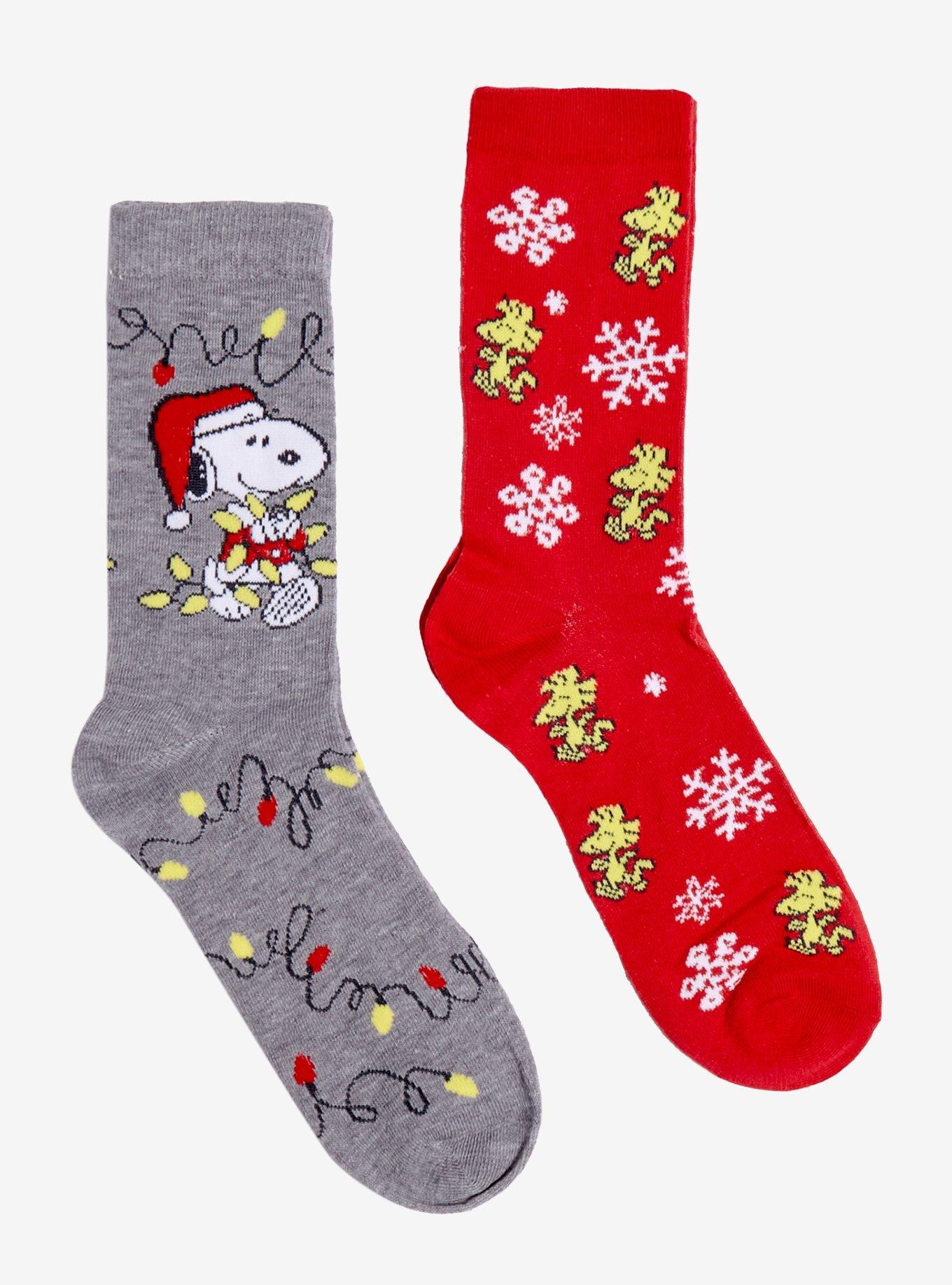 Peanuts Snoopy & Woodstock Holiday Crew Socks 2 Pair, , alternate