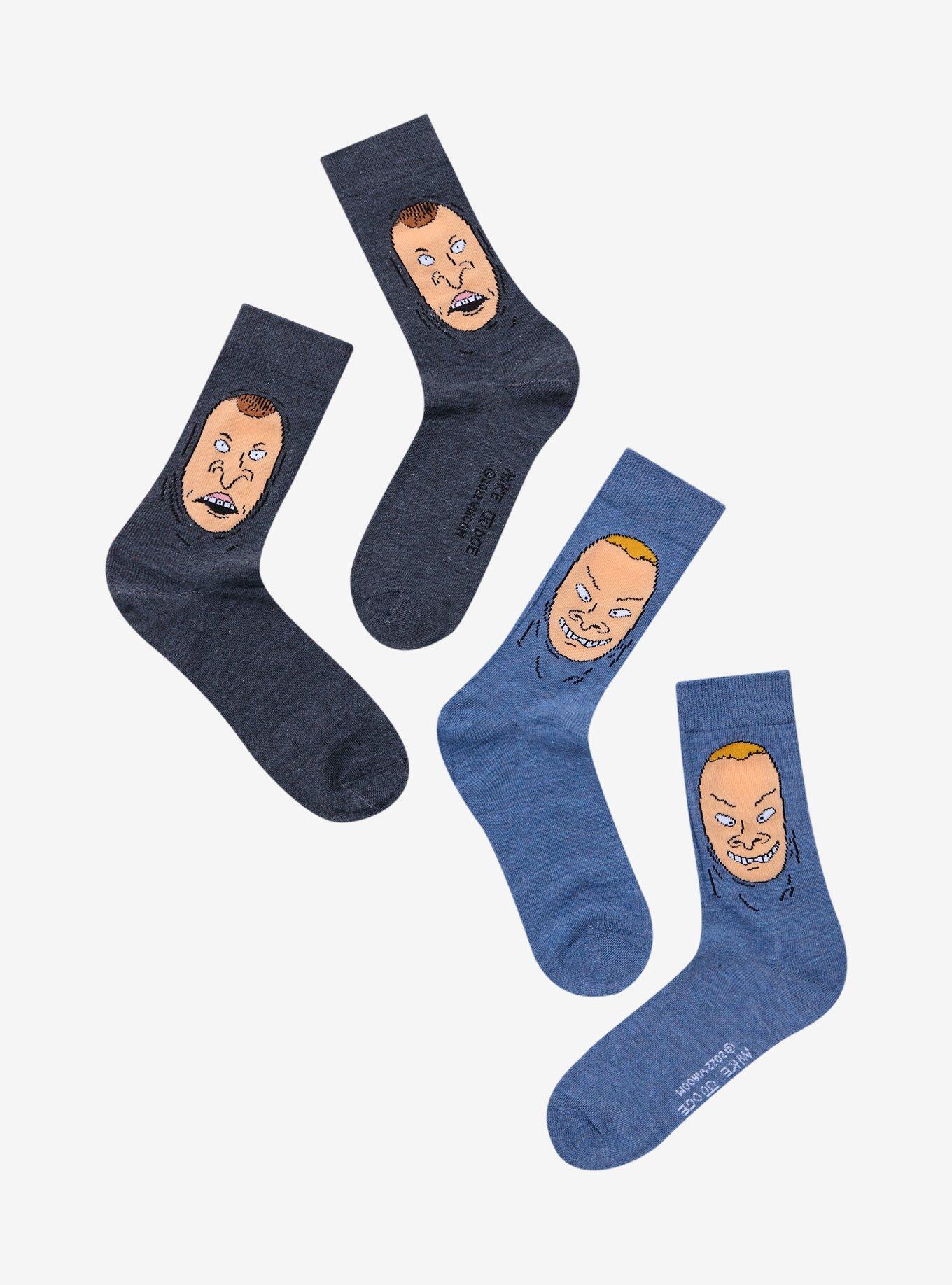Beavis And Butt-Head Peeking Faces Crew Socks 2 Pair, , alternate