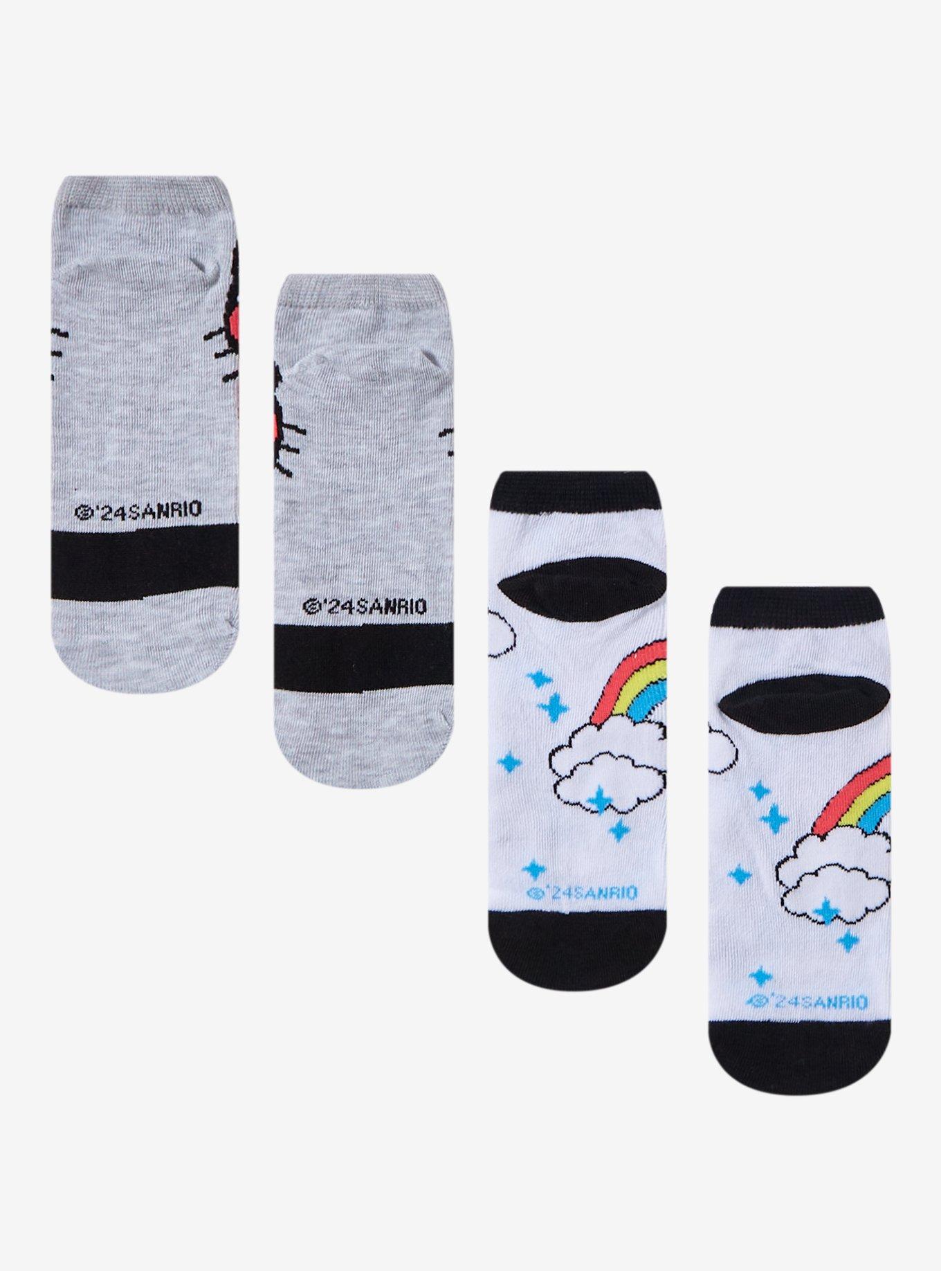 Hello Kitty Bow & Rainbow No-Show Socks 2 Pair, , hi-res