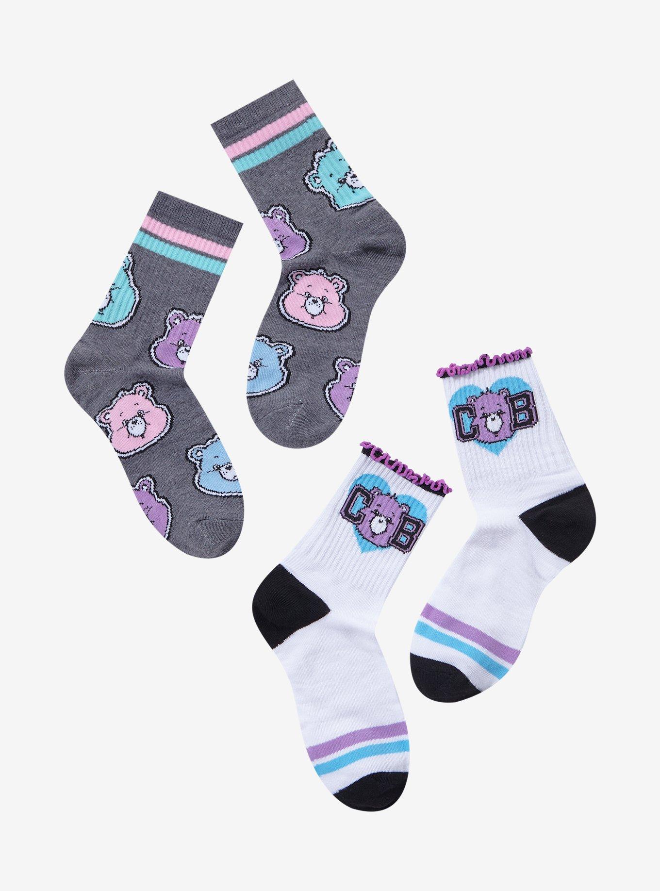 Care Bears Pastel Varsity Crew Socks 2 Pair, , hi-res