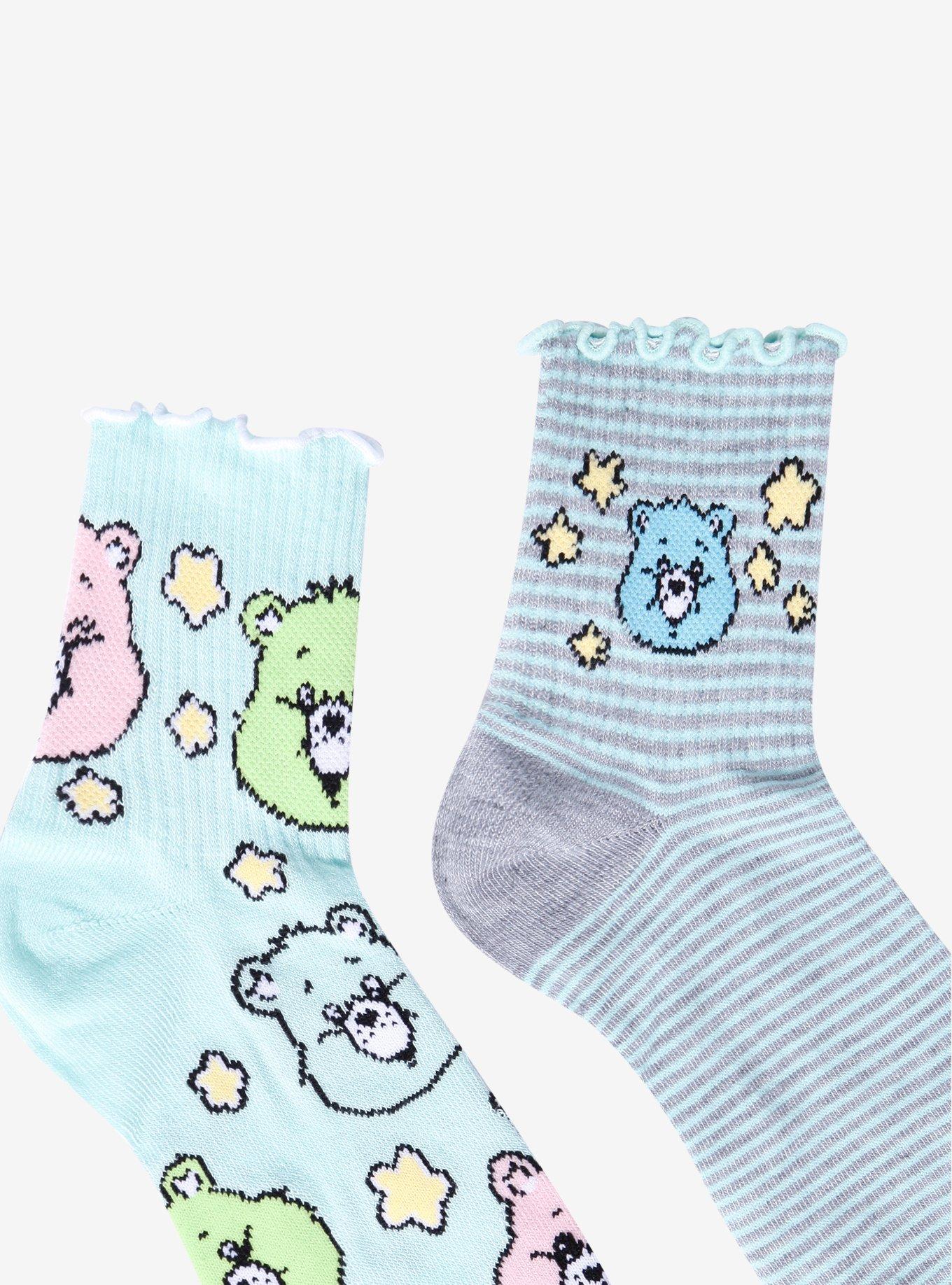 Care Bears Pastel Stars & Stripes Crew Socks 2 Pair, , hi-res