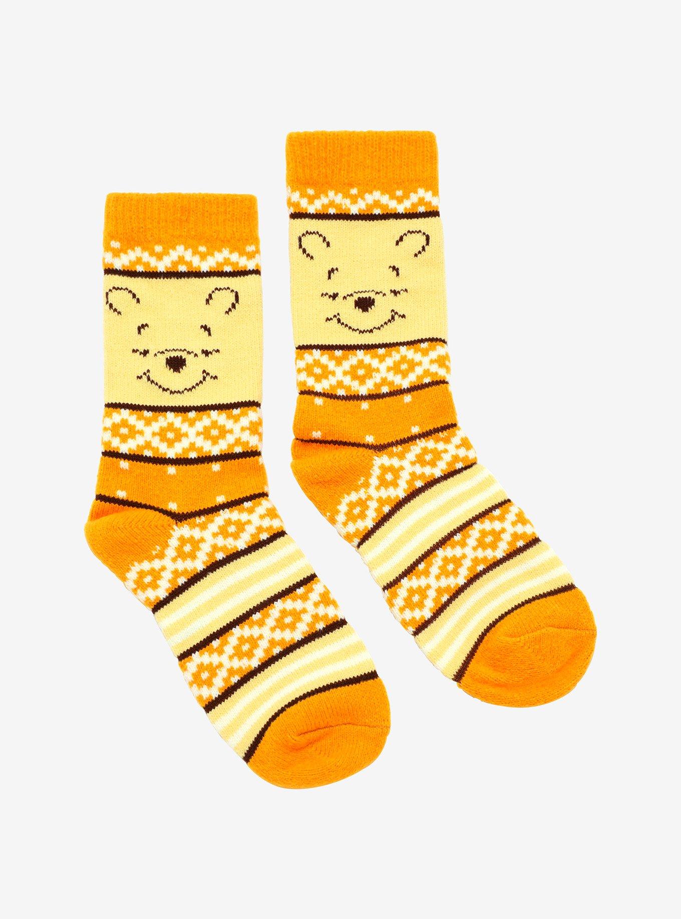 Disney Winnie The Pooh Fair Isle Crew Socks, , alternate