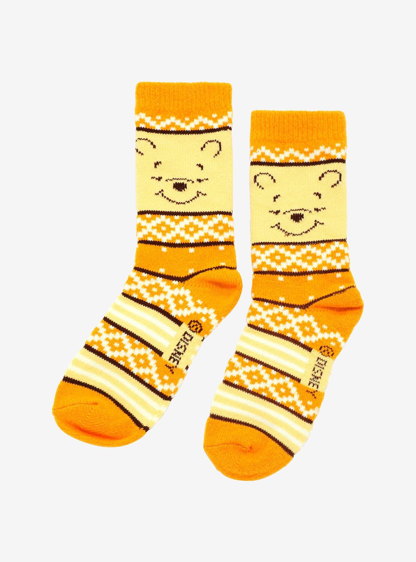 Disney Winnie The Pooh Fair Isle Crew Socks, , alternate