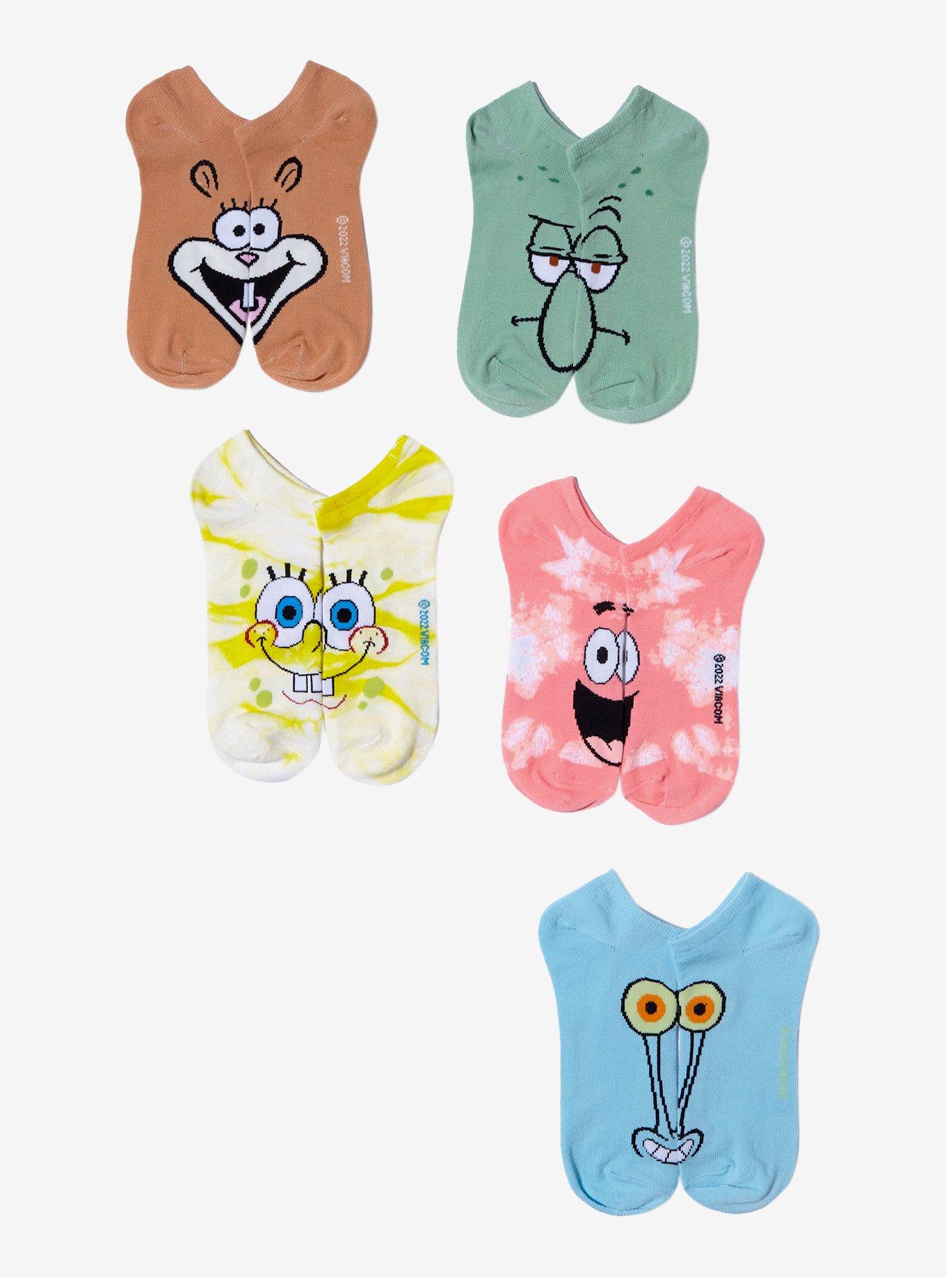 SpongeBob SquarePants Character Faces No-Show Socks 5 Pair, , alternate