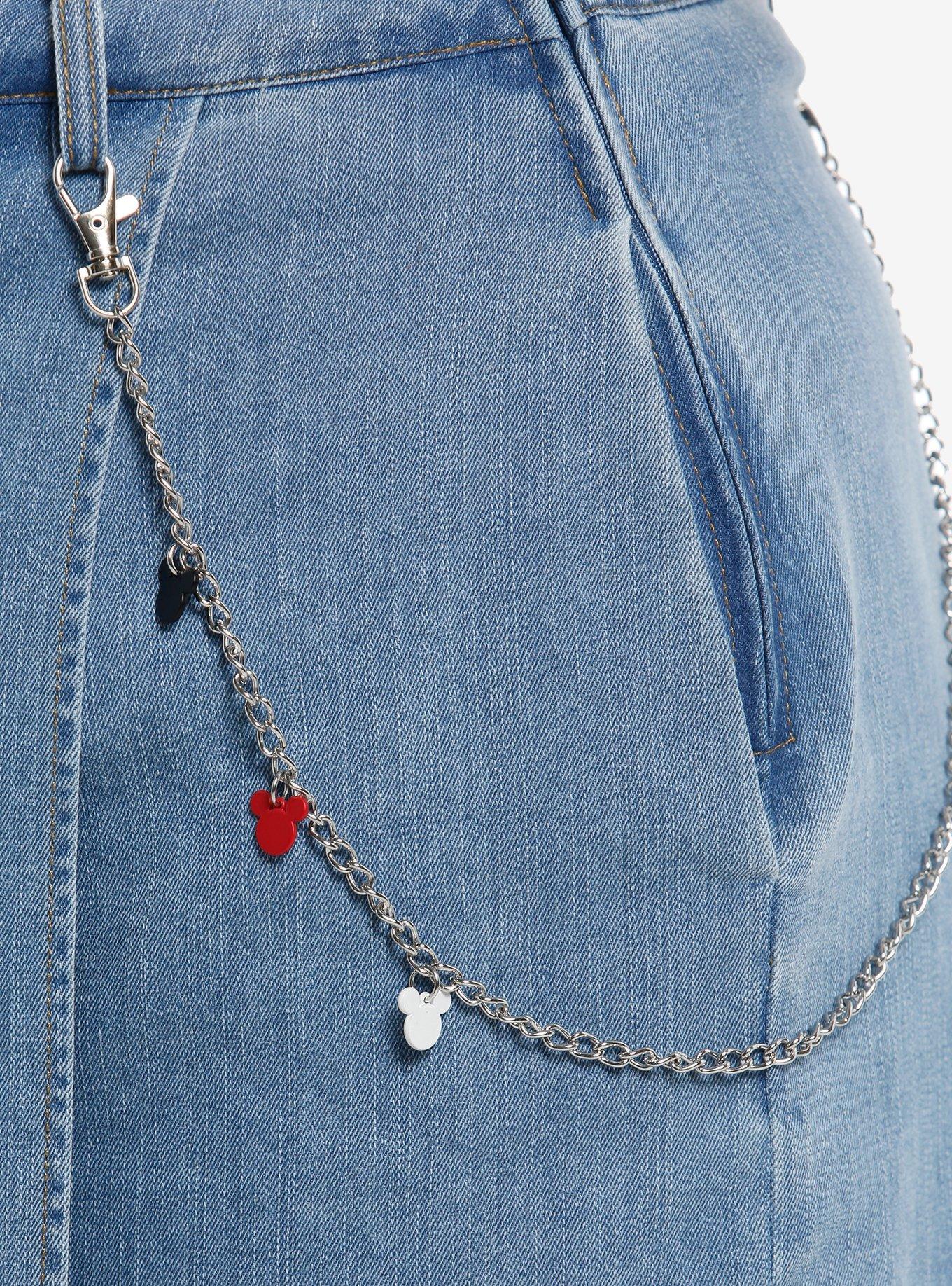 Disney Mickey Mouse Chain Asymmetrical Denim Skort Plus Size, LIGHT WASH, alternate