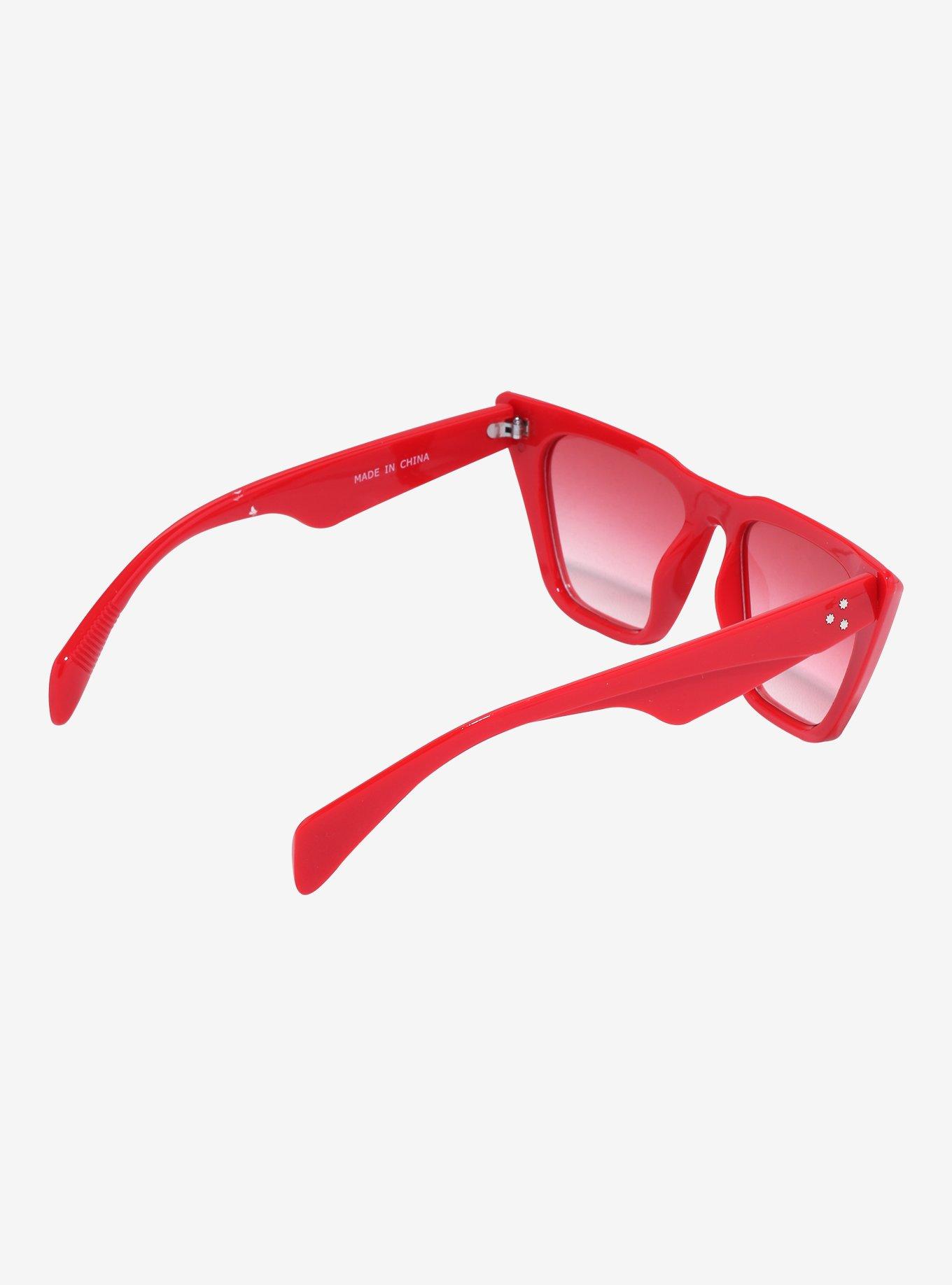 Red Pointed Square Sunglasses, , alternate