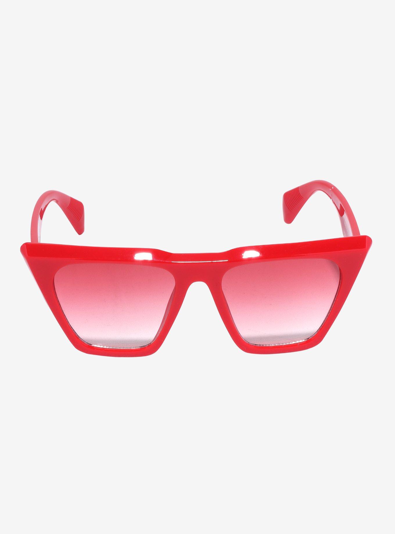 Red Pointed Square Sunglasses