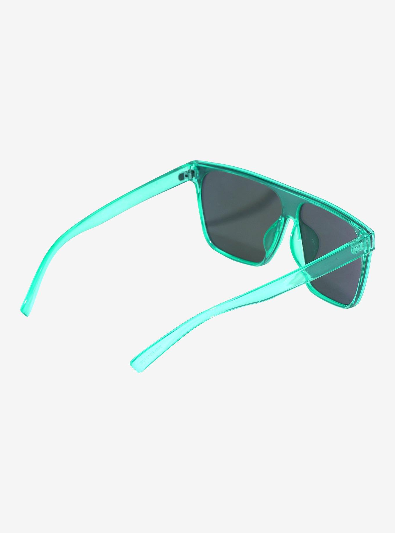 Teal Mirror Shield Sunglasses, , hi-res