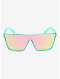 Teal Mirror Shield Sunglasses, , alternate