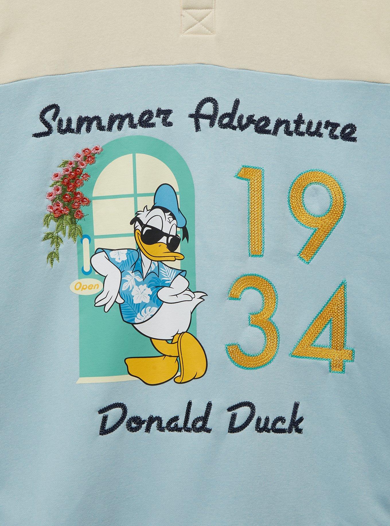 Our Universe Disney Donald Duck 1934 Summer Adventure Women's Collared Crewneck &mdash; BoxLunch Exclusive, MULTI, alternate