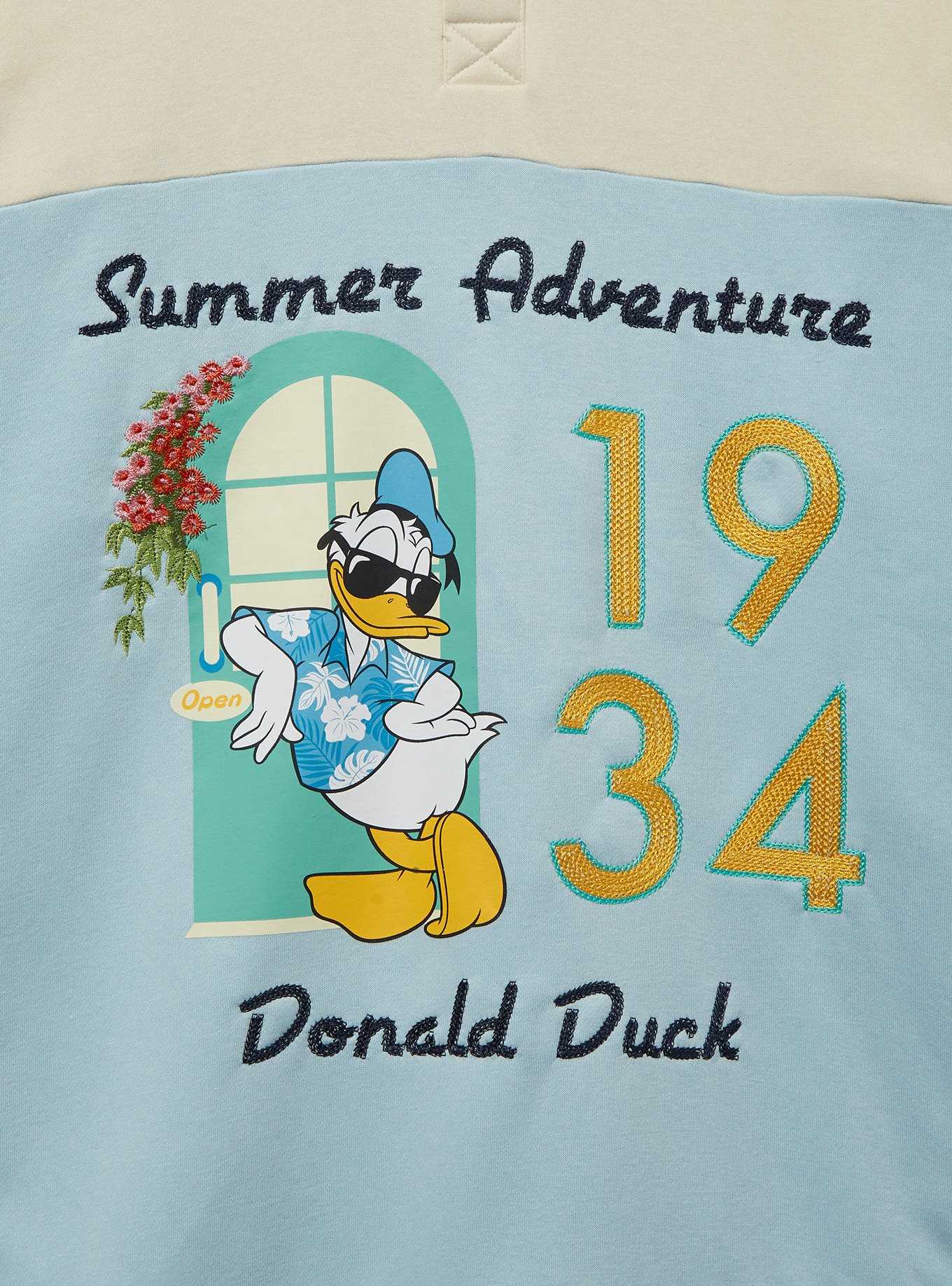 Our Universe Disney Donald Duck 1934 Summer Adventure Women's Collared Crewneck — BoxLunch Exclusive, , hi-res