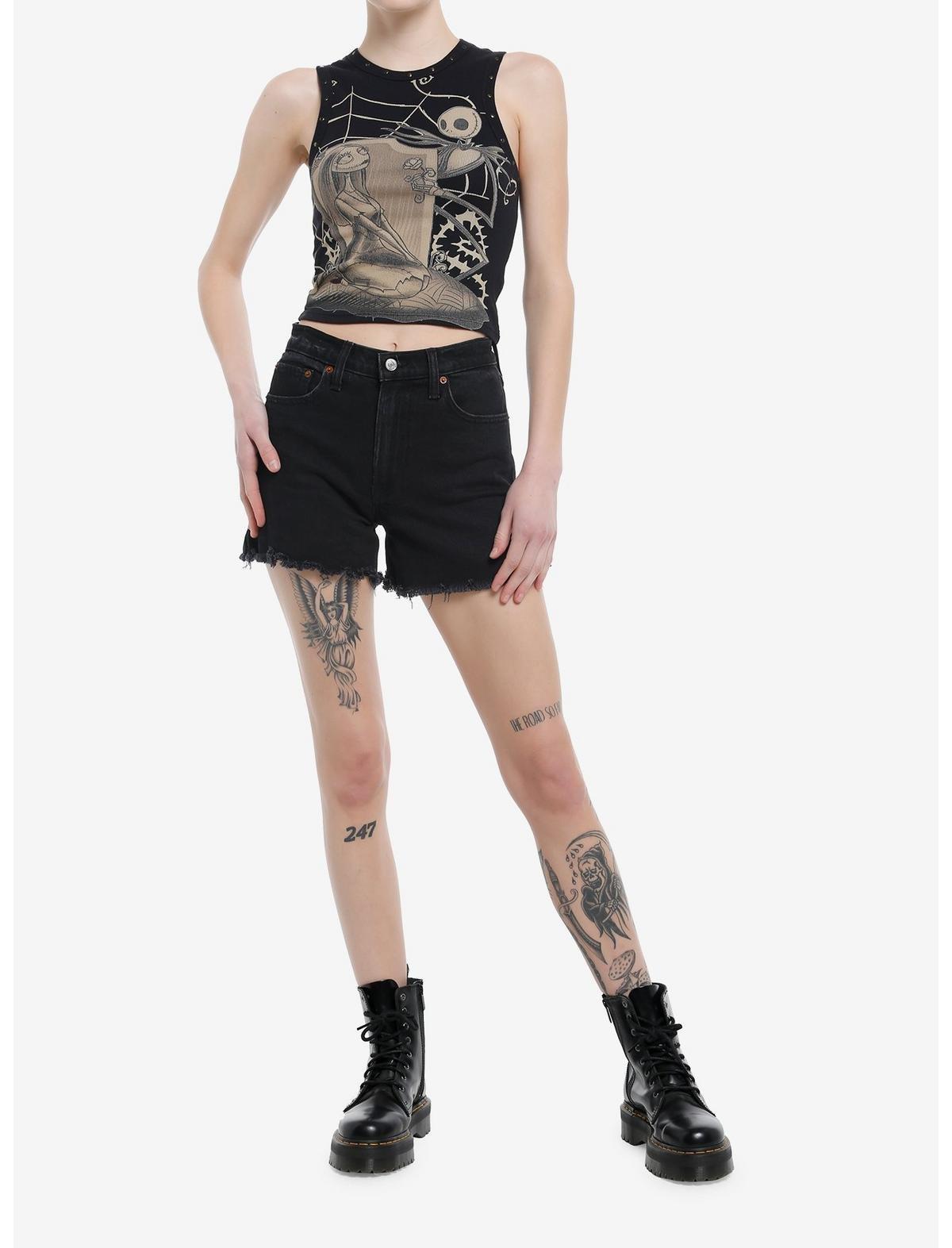 The Nightmare Before Jack & Sally Tonal Ribbed Crop Tank Top, , hi-res