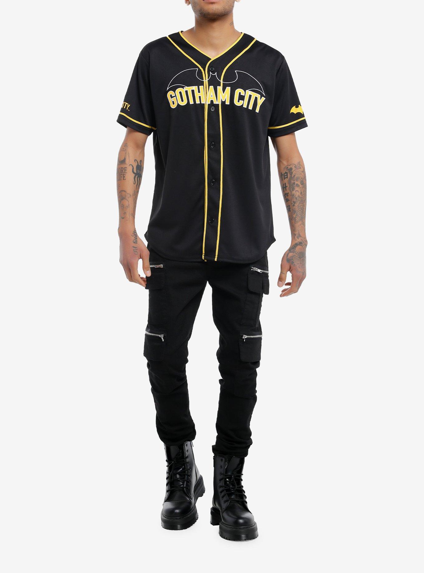 DC Comics Batman Baseball Jersey, BLACK  GOLDEN ROD, alternate