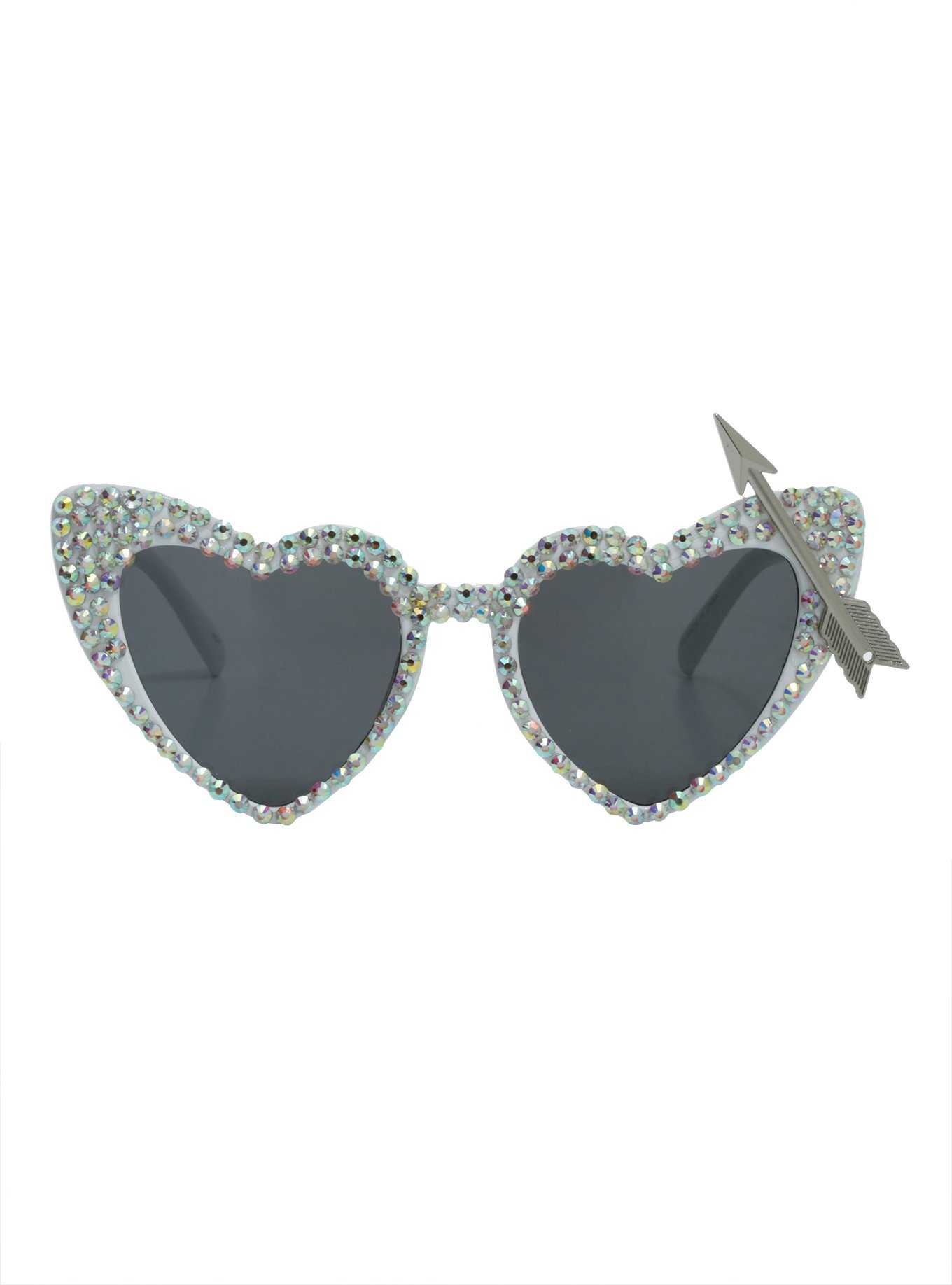 White Bling Arrow Heart Sunglasses, , hi-res