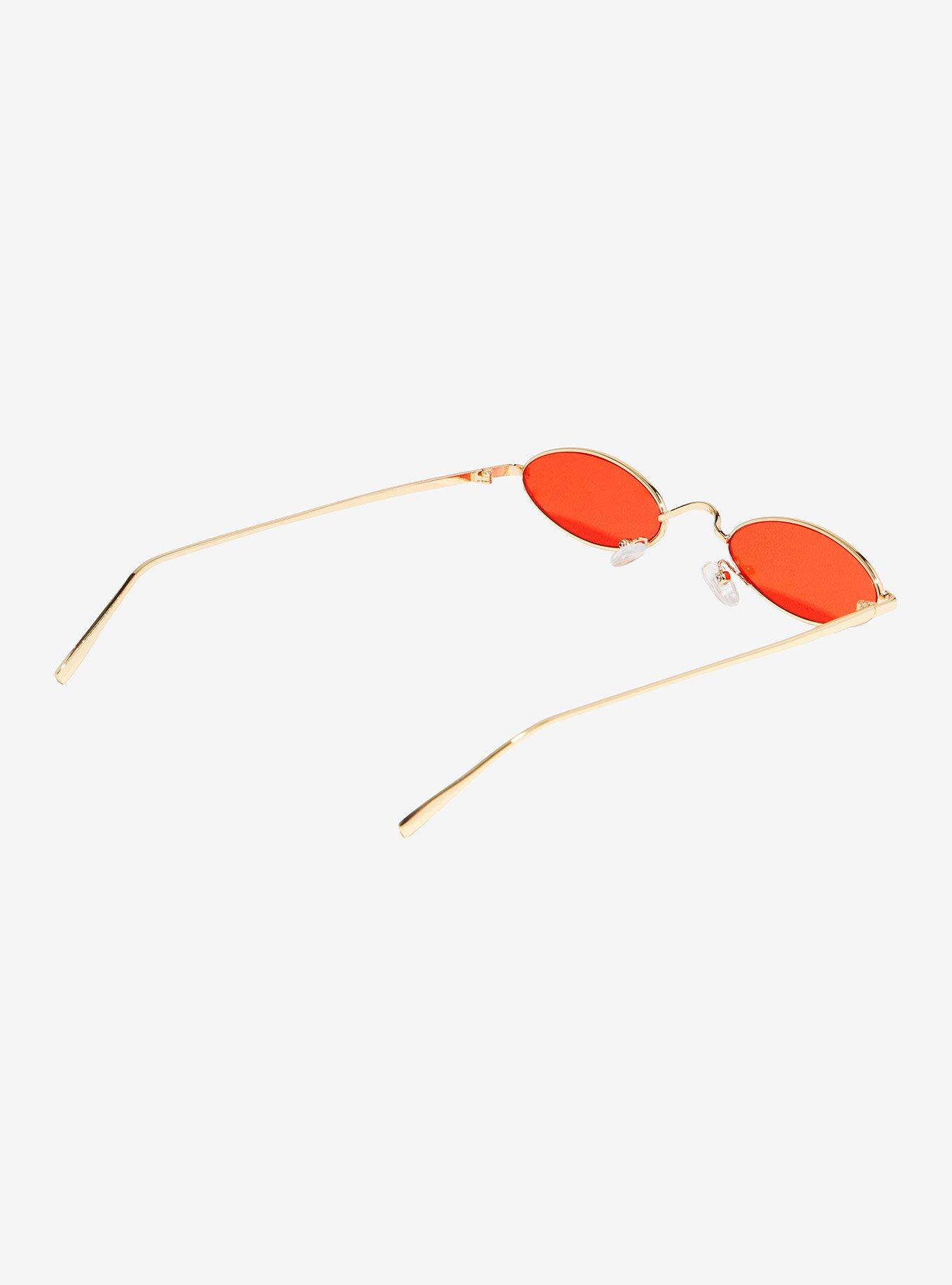 Narrow Red Oval Sunglasses, , alternate