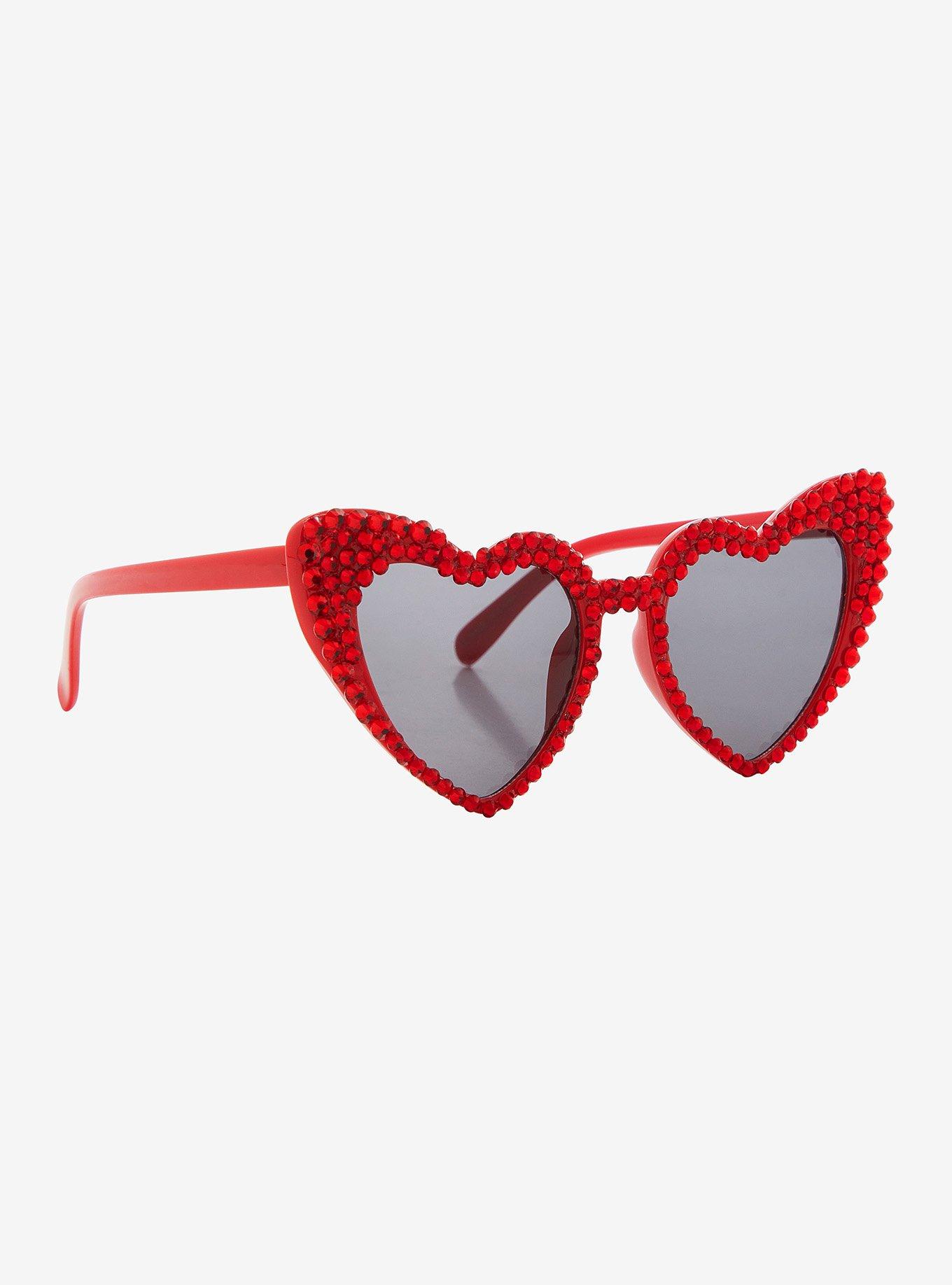 Red Bling Heart Sunglasses, , alternate