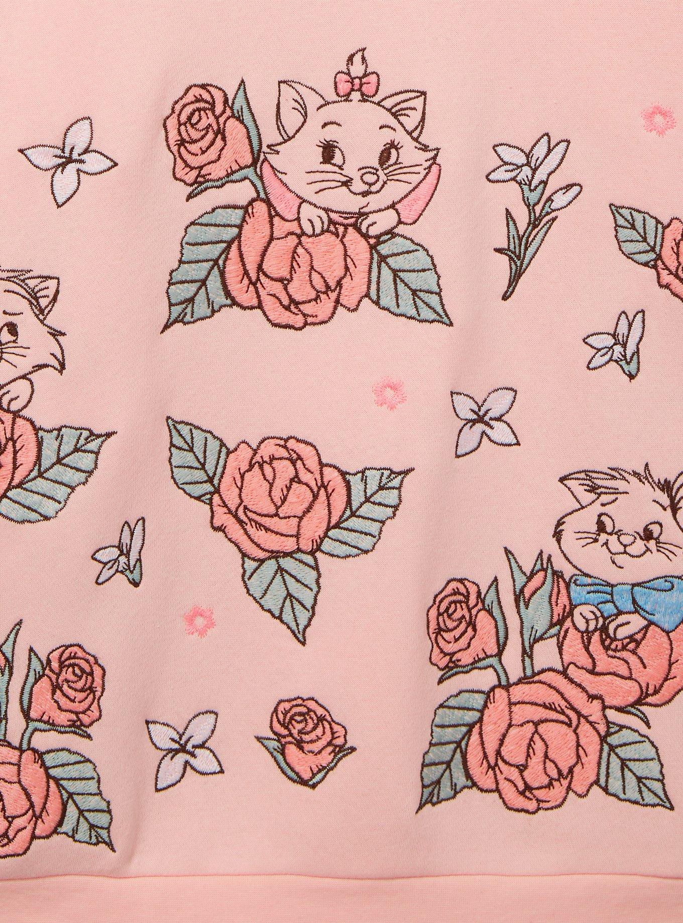 Disney The Aristocats Marie Floral Embroidered Crewneck &mdash; BoxLunch Exclusive, LIGHT PINK, alternate