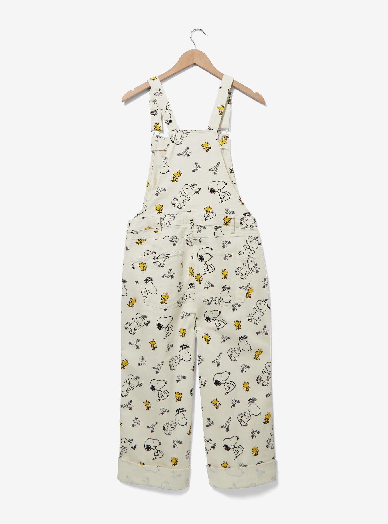 Peanuts Snoopy and Woodstock Allover Print Women's Overalls — BoxLunch Exclusive, OFF WHITE, alternate