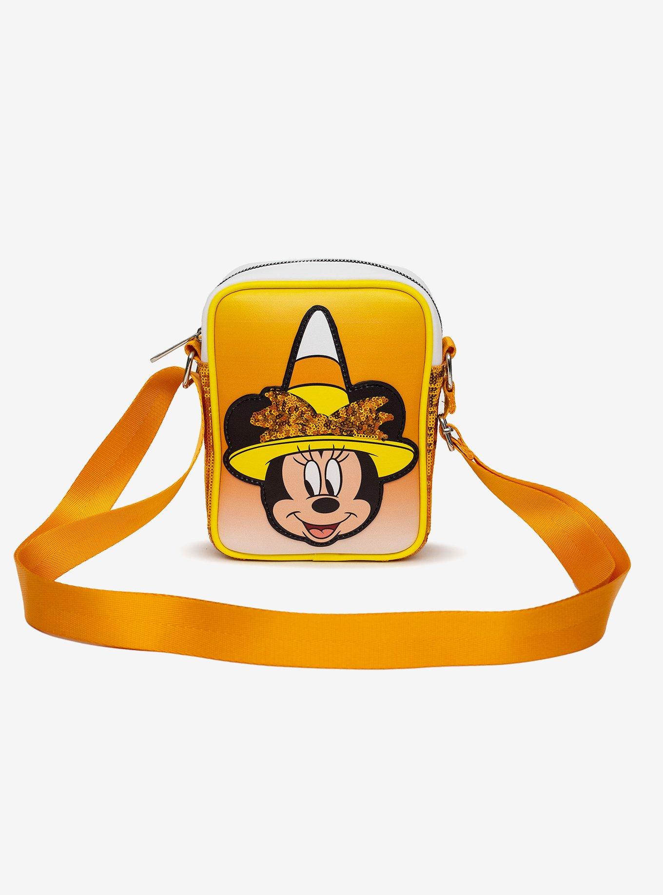 Disney Minnie Mouse Witch with Orange Sequin Bow Crossbody Bag, , alternate