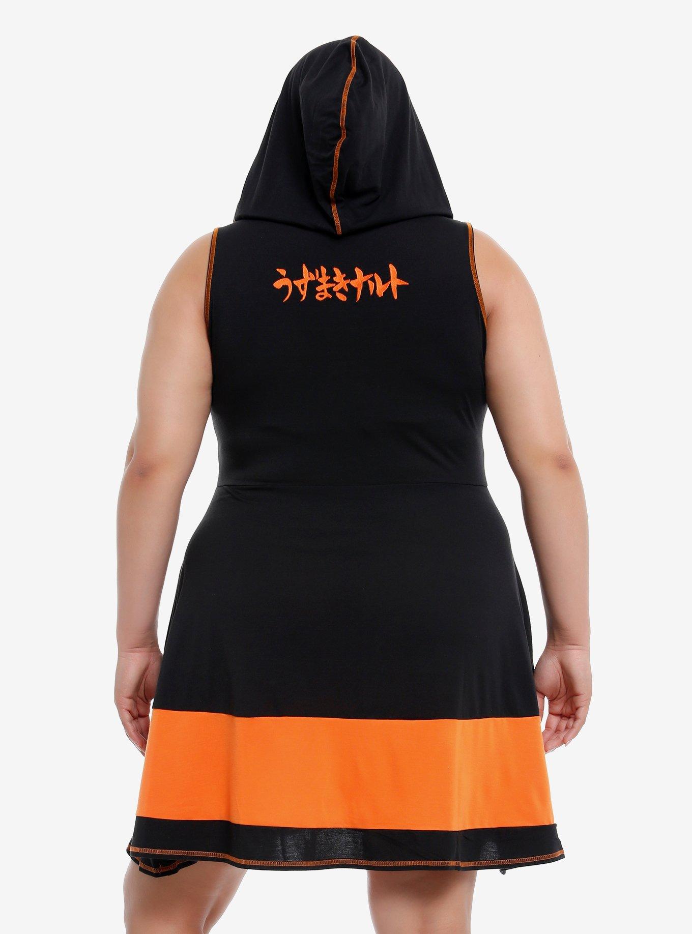 Naruto Shippuden Hidden Leaf Hooded Dress Plus Size, ORANGE, alternate