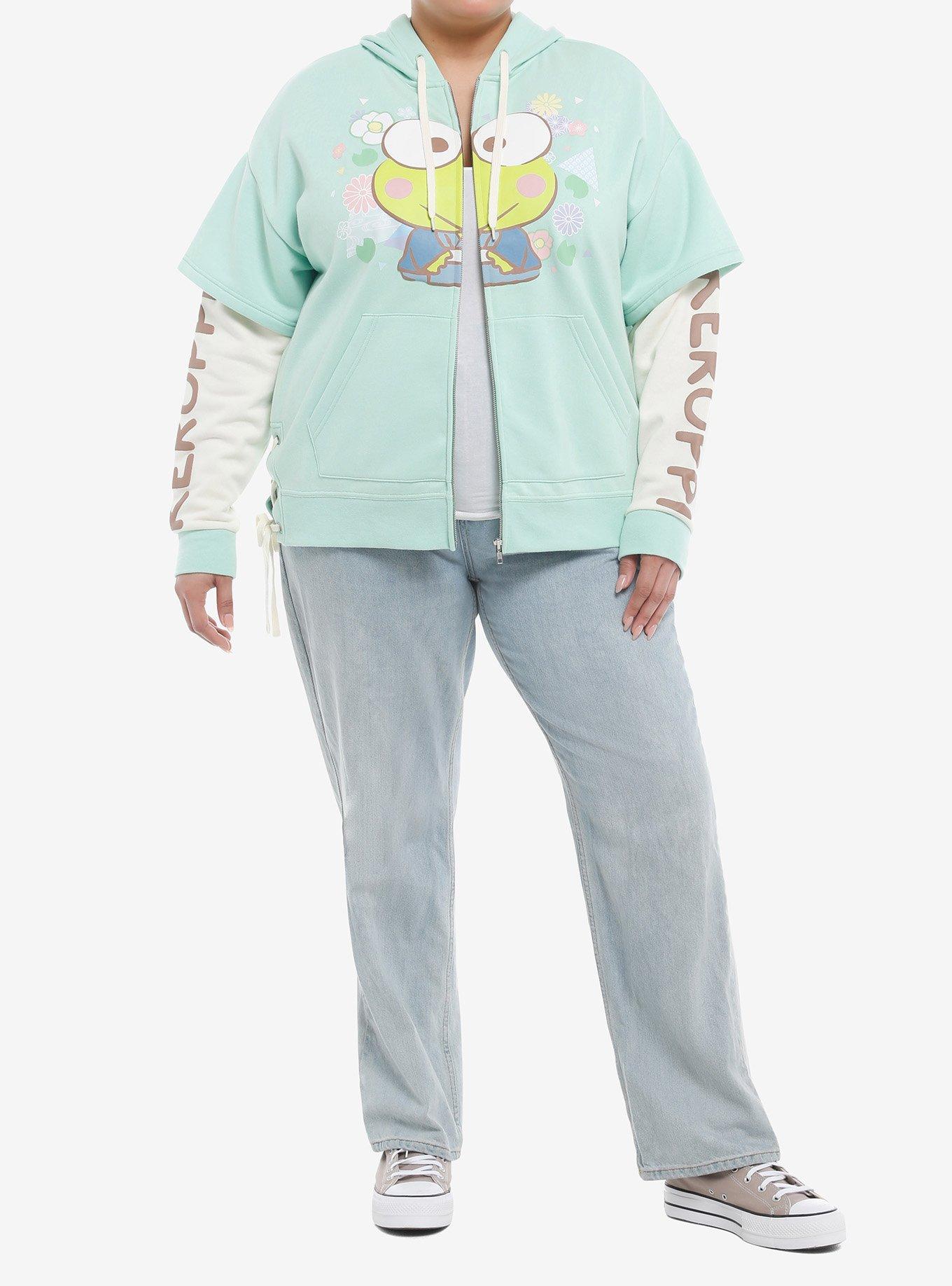 Keroppi Wagara Pastel Twofer Girls Hoodie Plus Size, , hi-res