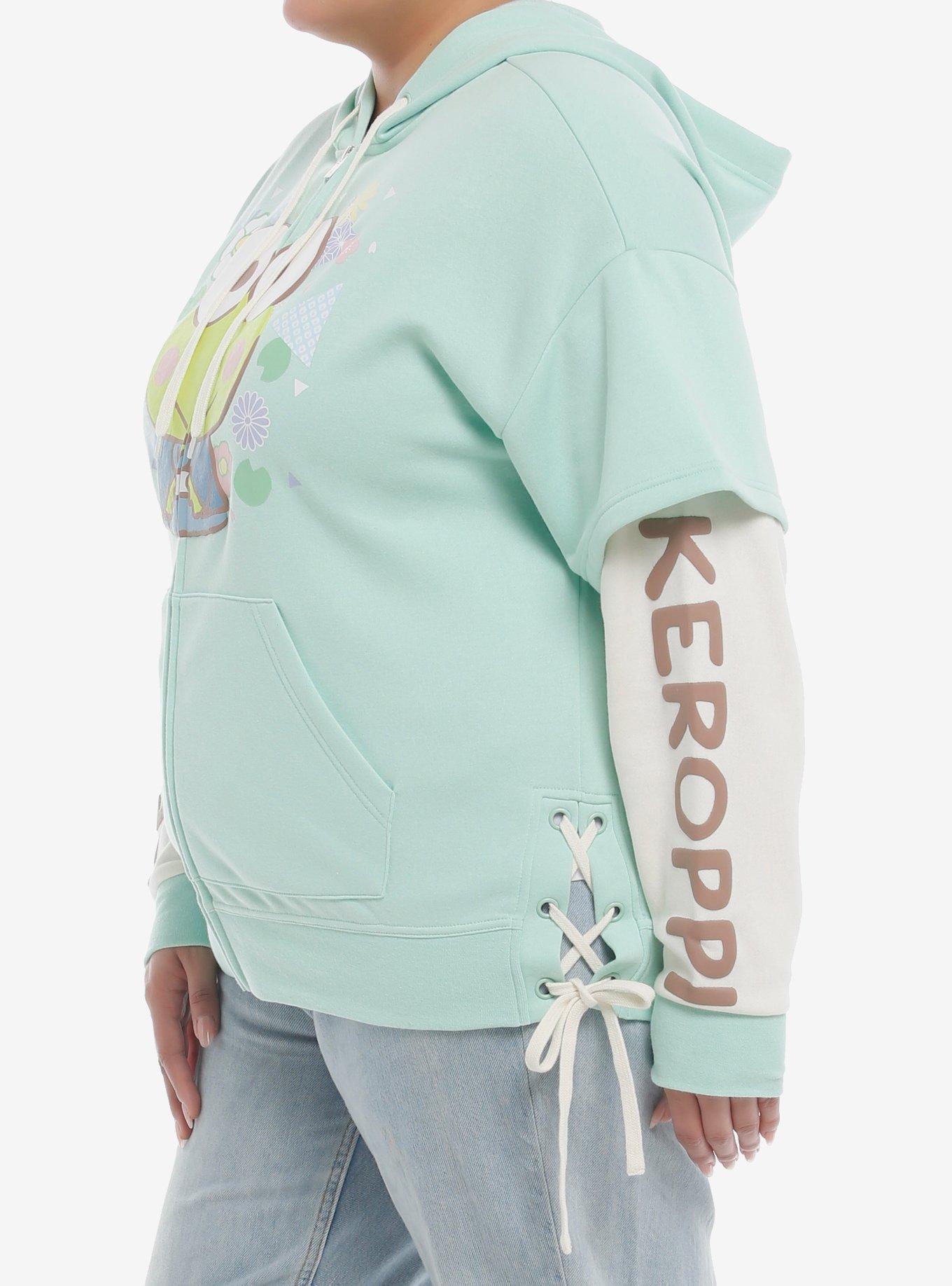 Keroppi Wagara Pastel Twofer Girls Hoodie Plus Size, MULTI, alternate