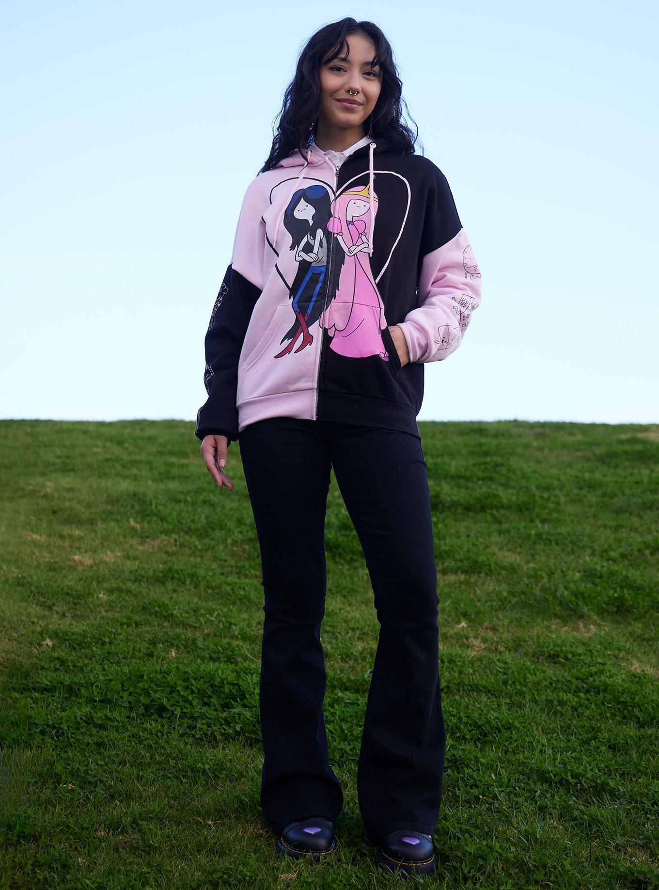 Adventure Time Marceline & Princess Bubblegum Split Girls Hoodie, MULTI, alternate