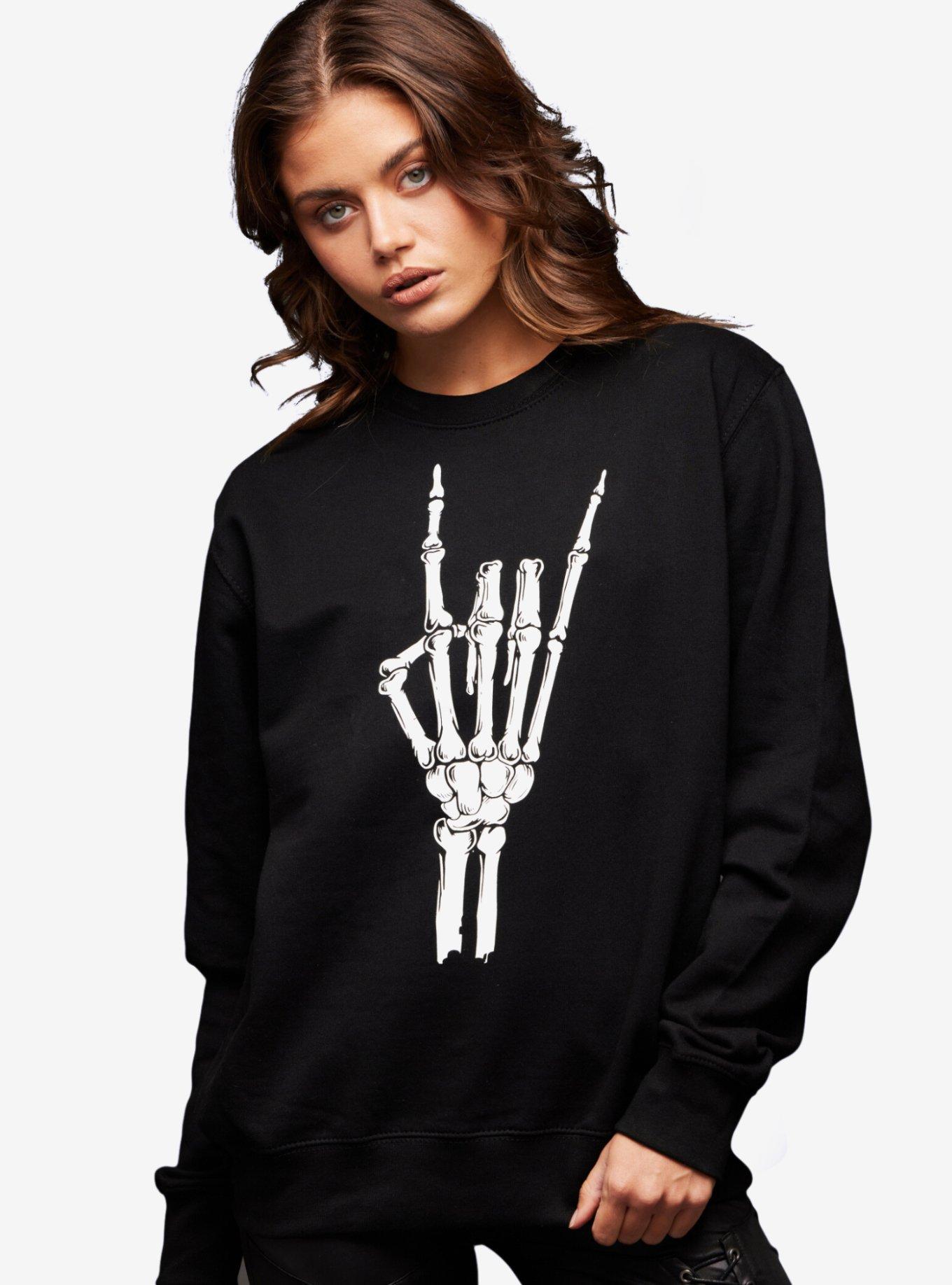 Metal Skeleton Hand Girls Sweatshirt, , hi-res