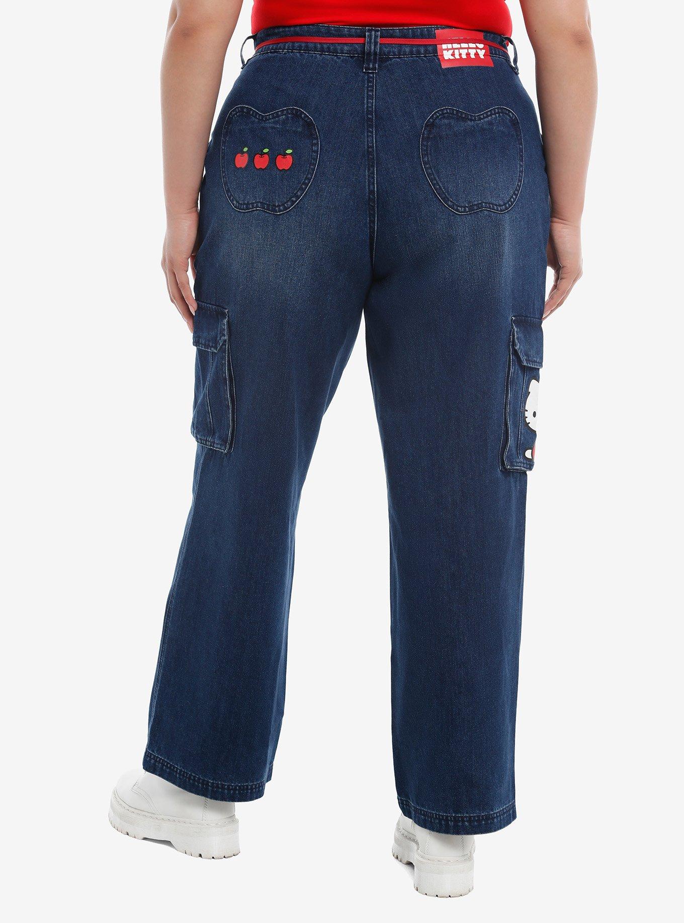 Hello Kitty Apple Cargo Jeans Plus Size, MULTI, alternate
